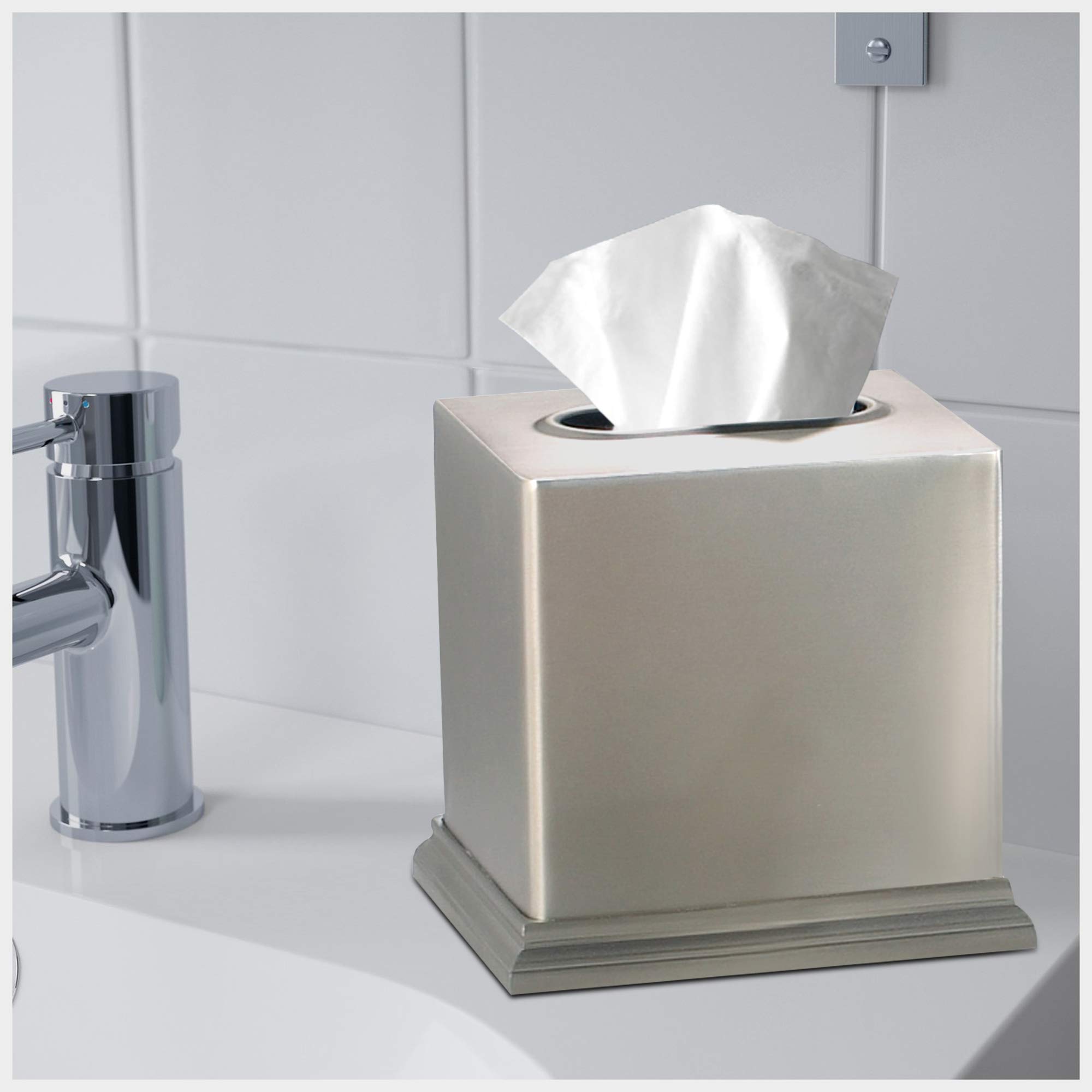 Premium Stainless Steel Rosemont Boutique Tissue Box Cover - Elegant Home Decor for Living Room, Bedroom & Office