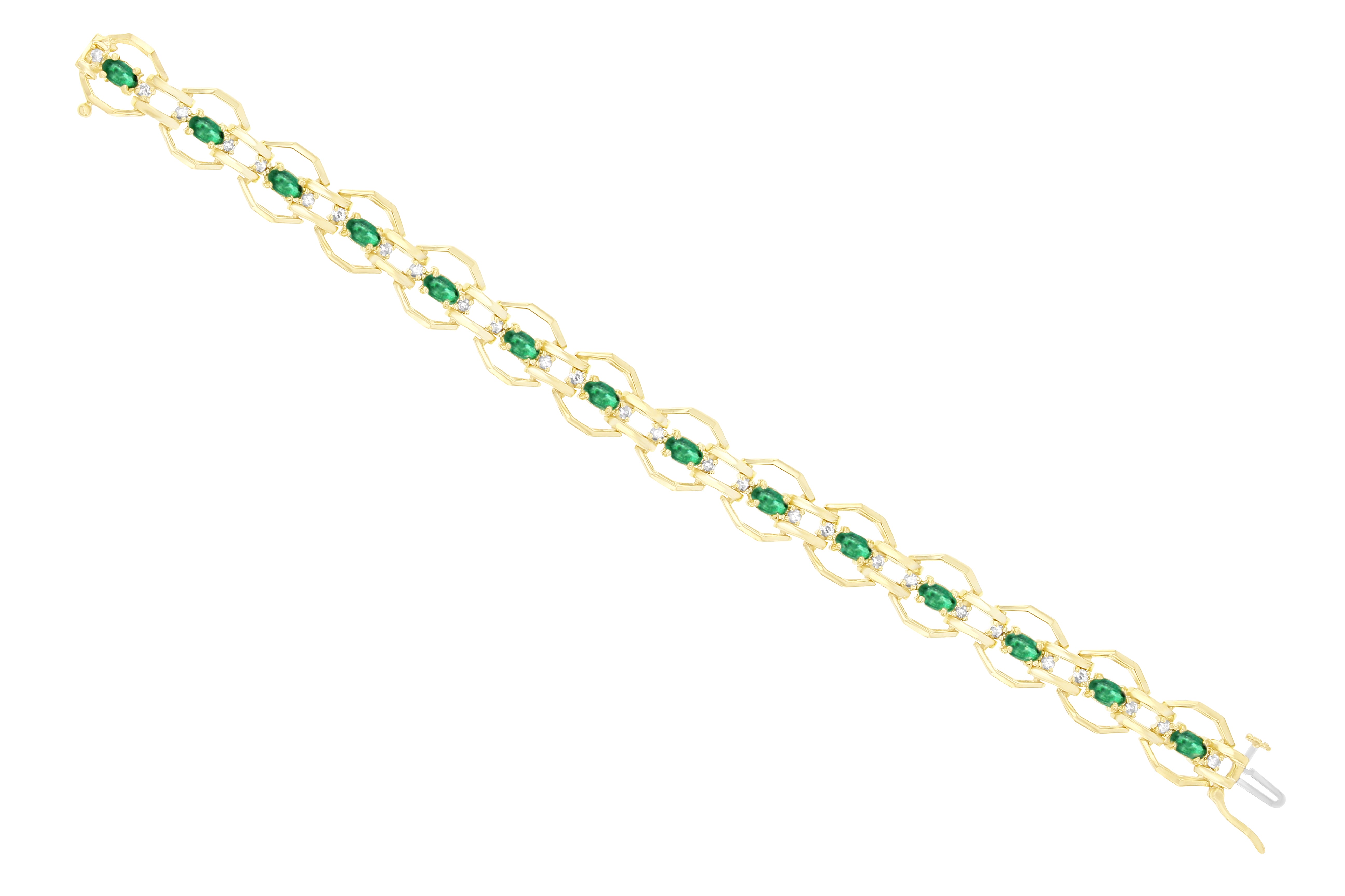 Emerald & Diamond Tennis Bracelet 4.25cttw 14k Yellow Gold - Elegant Jewelry for Women, Perfect for Weddings, Parties & Special Occasions