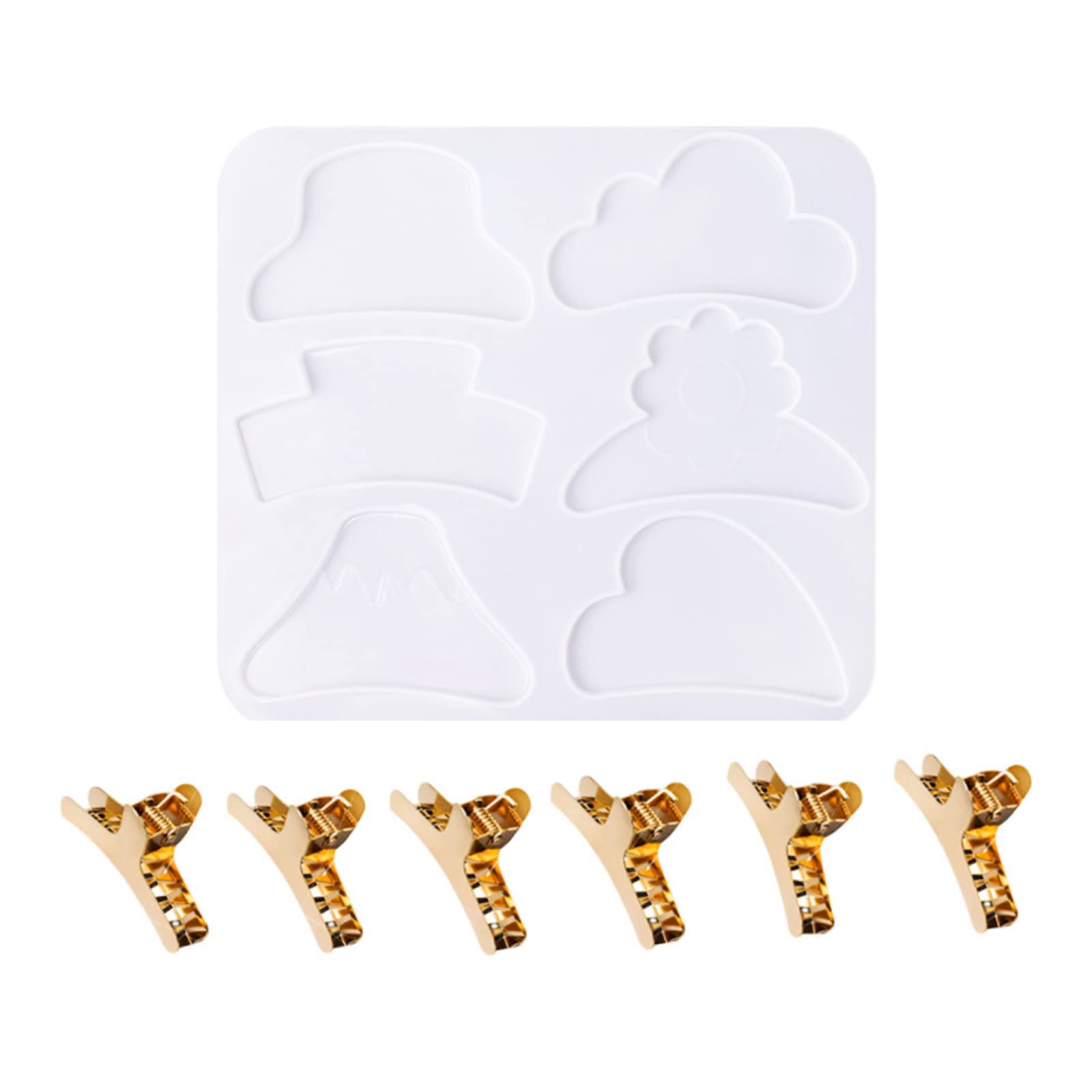 Resin Hair Clip Molds - 6 Pcs Metal Hair Claw Clips & Silicone Molds for DIY Jewelry Making, Epoxy Casting Craft Accessories (Perfect for Hair Accessories, DIY Gifts & Handmade Crafts)
