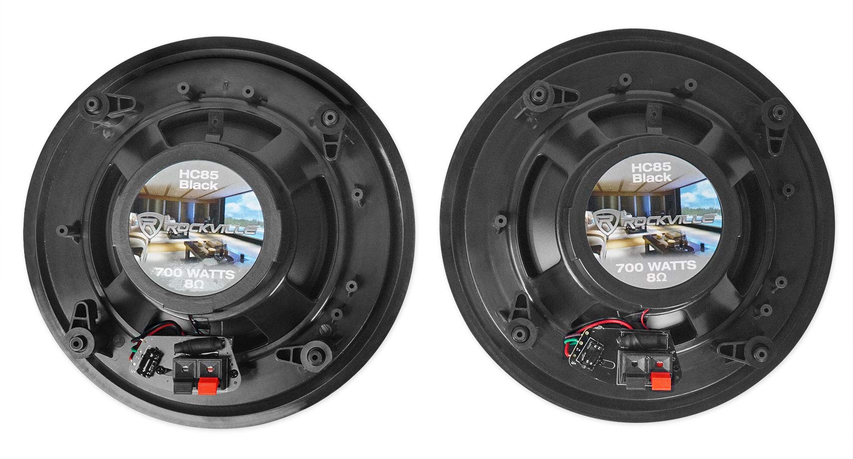 Rockville 10 HC85 8 Inch 700 Watt Black In-Ceiling Home Theater Speakers 8 Ohm - Perfect for Surround Sound Systems and Home Cinemas