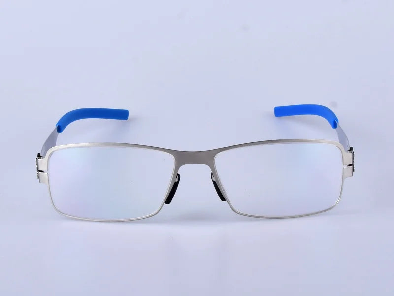Aimee Men's Full Rim Square Screwless Stainless Steel Eyeglasses Frame 1139 - Lightweight Durable Glasses for Work, Reading & Everyday Use