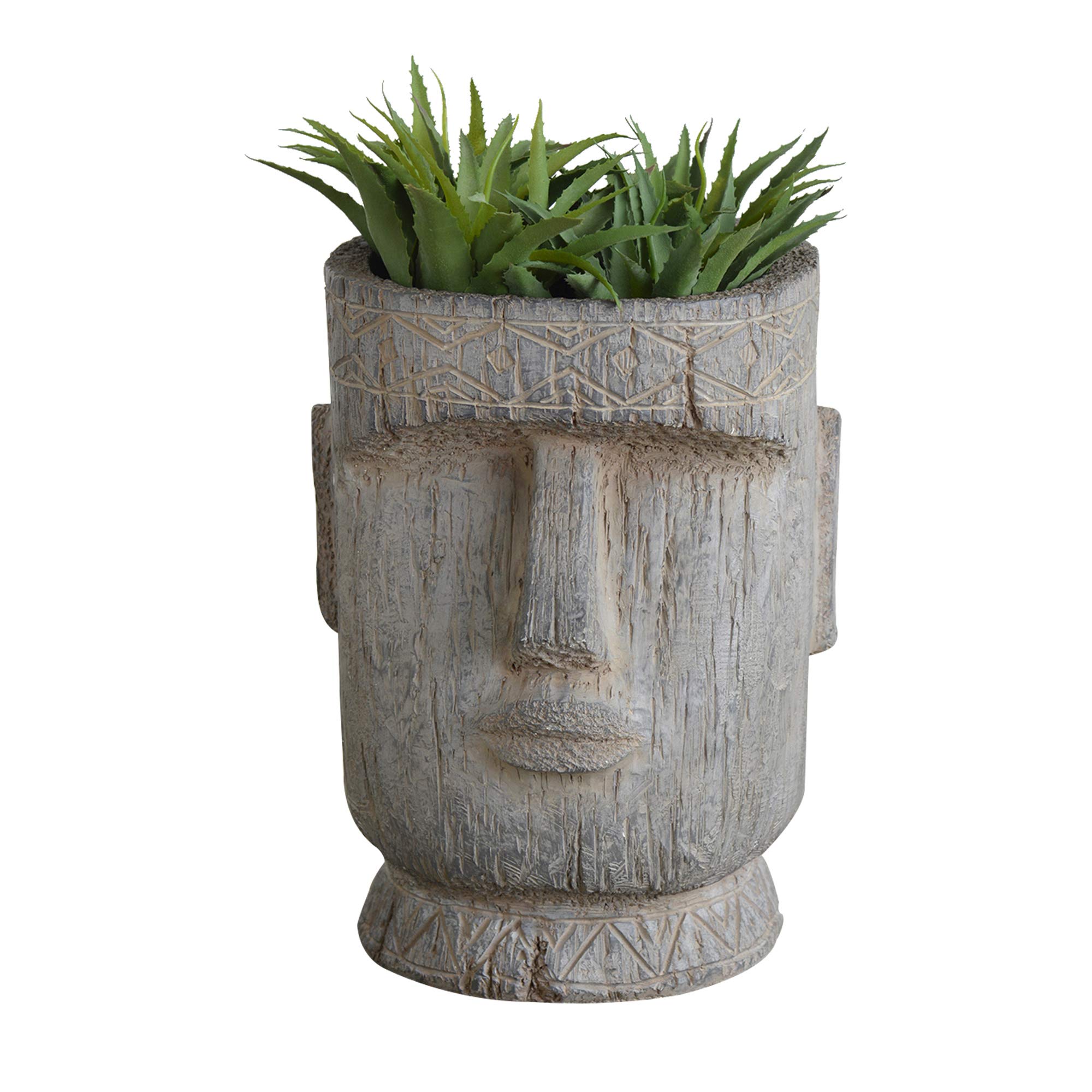 A&B Home Easter Island Statue Outdoor Planter - 17 Inch Gray Face Planter Vase for Garden, Patio & Home Decor - Perfect for Succulents, Flowers & Indoor/Outdoor Plants