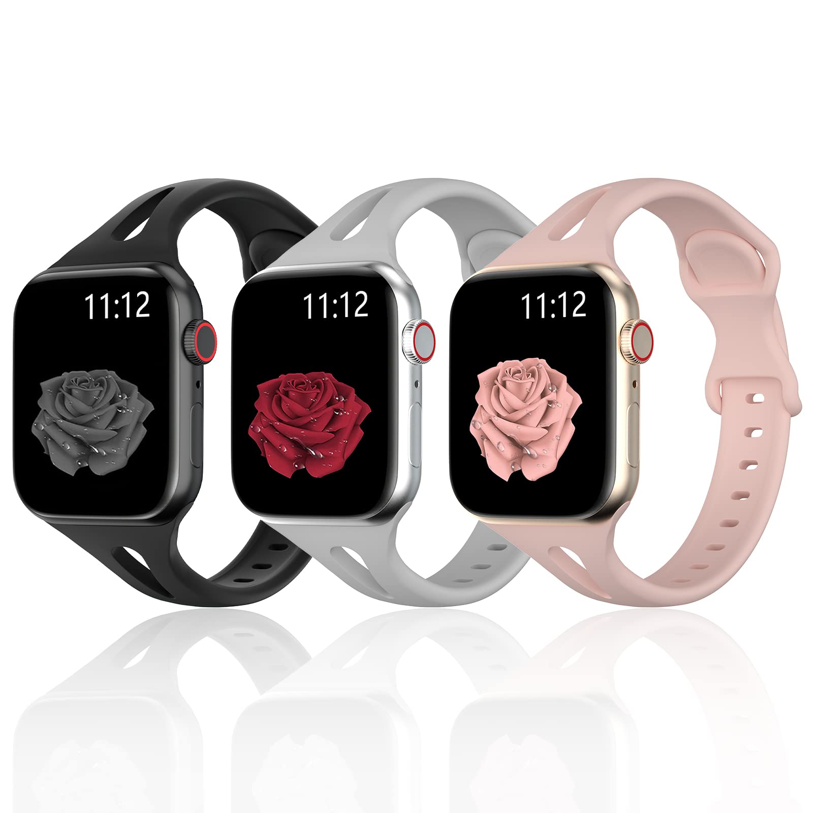 Sport Watch Band Compatible with Apple Watch 38mm 40mm 41mm 42mm 44mm 45mm - Soft Silicone Replacement Strap for iWatch Series SE 7 6 5 4 3 2 1 - Waterproof, Slim Design for Women, Men & Kids - Perfect for Running, Swimming & Daily Wear