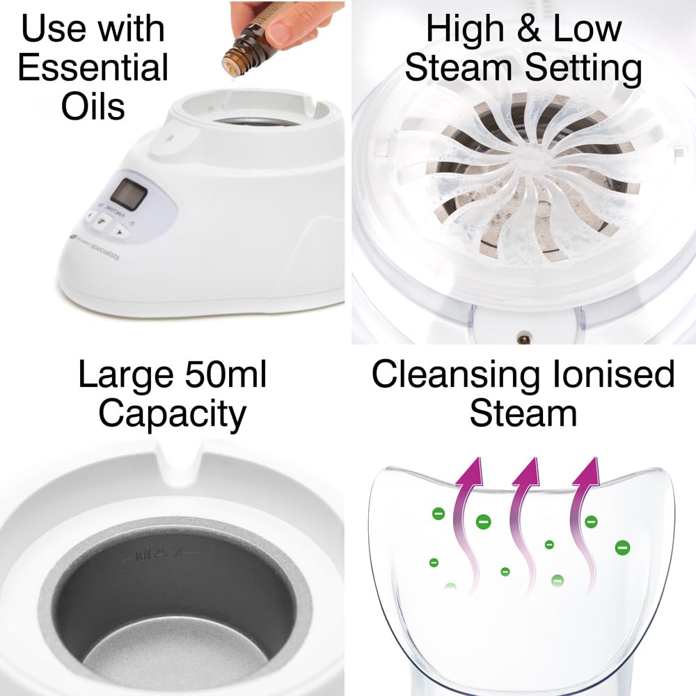 Rio Facial Steamer & Sauna for Deep Skin Cleansing - Opens Pores, Removes Blackheads with Ionic Steam & Diffuser | Digital Control for Spa-Like Facial Treatment at Home | Perfect for Acne Care & Pre-Makeup Prep