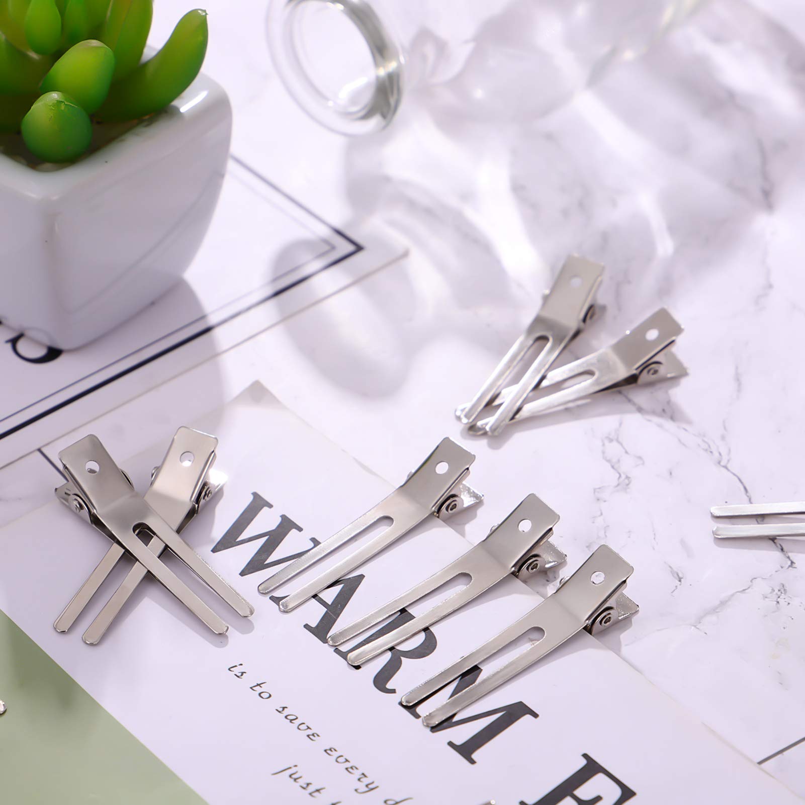 Minkissy 50Pcs Hair Sectioning Clips - Professional Double Prong Metal Alligator Hair Clips for Styling, Curling & DIY Hairdressing | Perfect for Salon, Home Use & Hair Accessories
