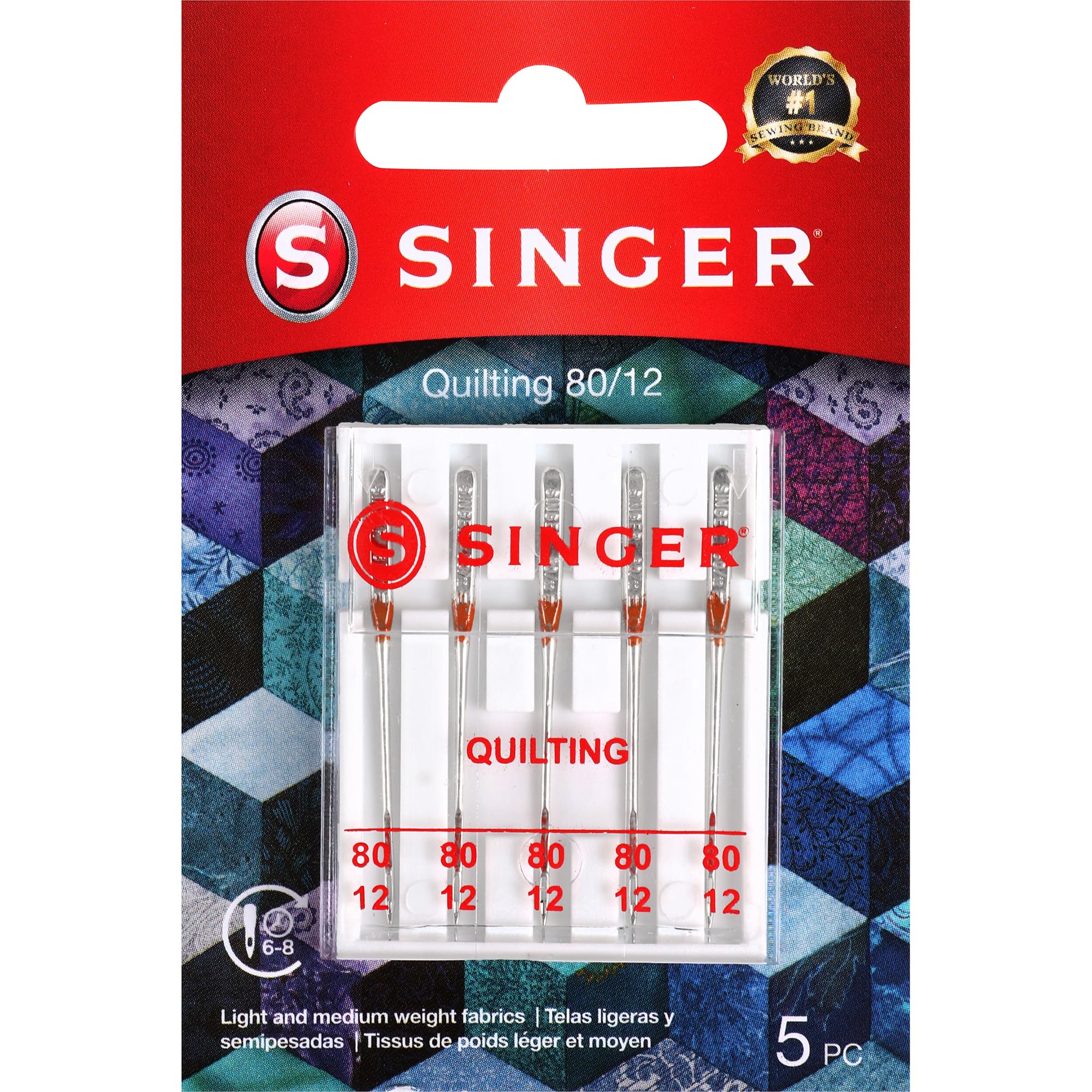 SINGER 80/11 Universal Machine Quilting Needles - Heavy Duty Sewing Needles for Quilting, Denim & Thick Fabrics - Perfect for Home Sewing, Crafting & DIY Projects