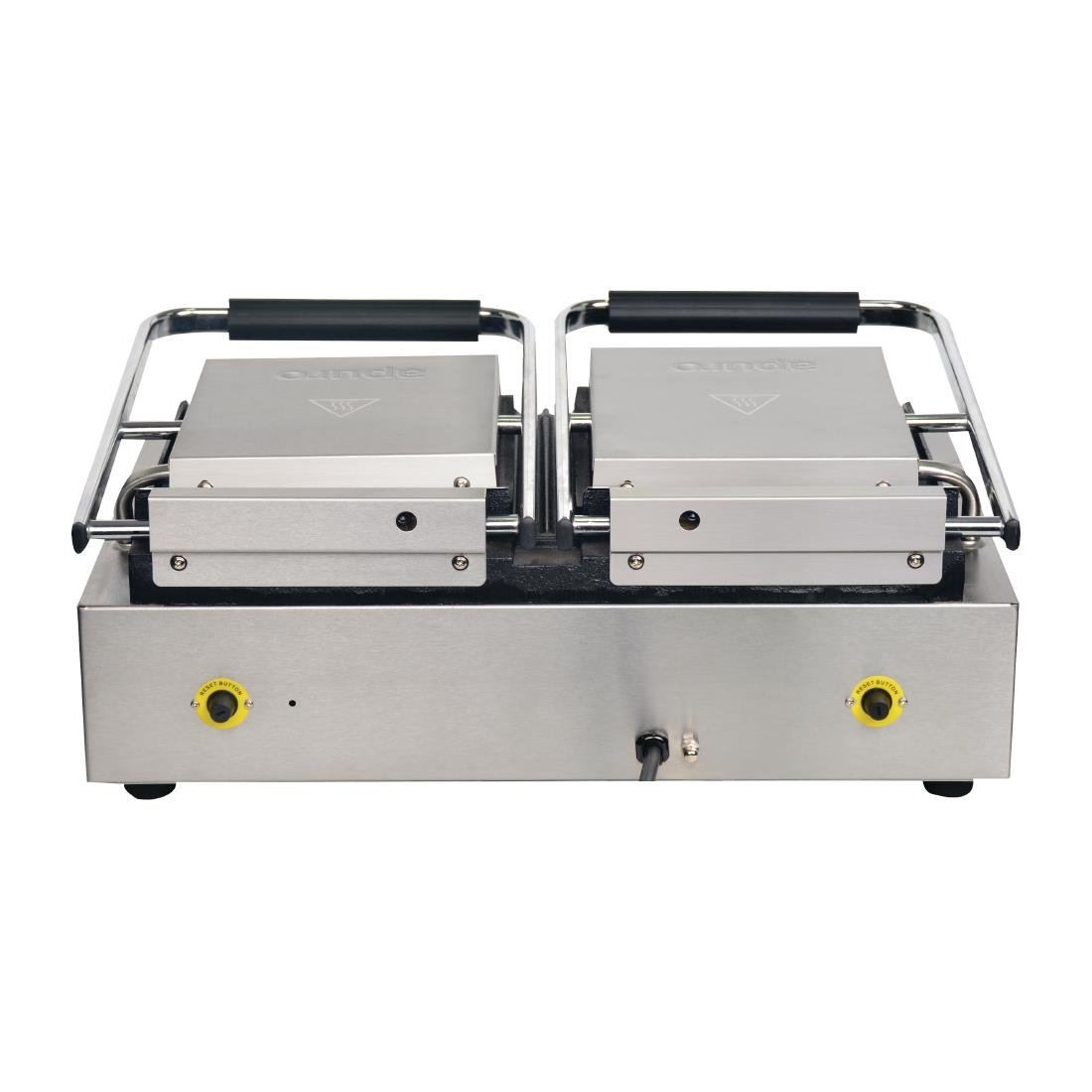 Apuro Double Contact Grill with Flat & Ribbed Plates - Adjustable Timer for Perfect Grilling - Ideal for Paninis, Sandwiches, Steaks & More