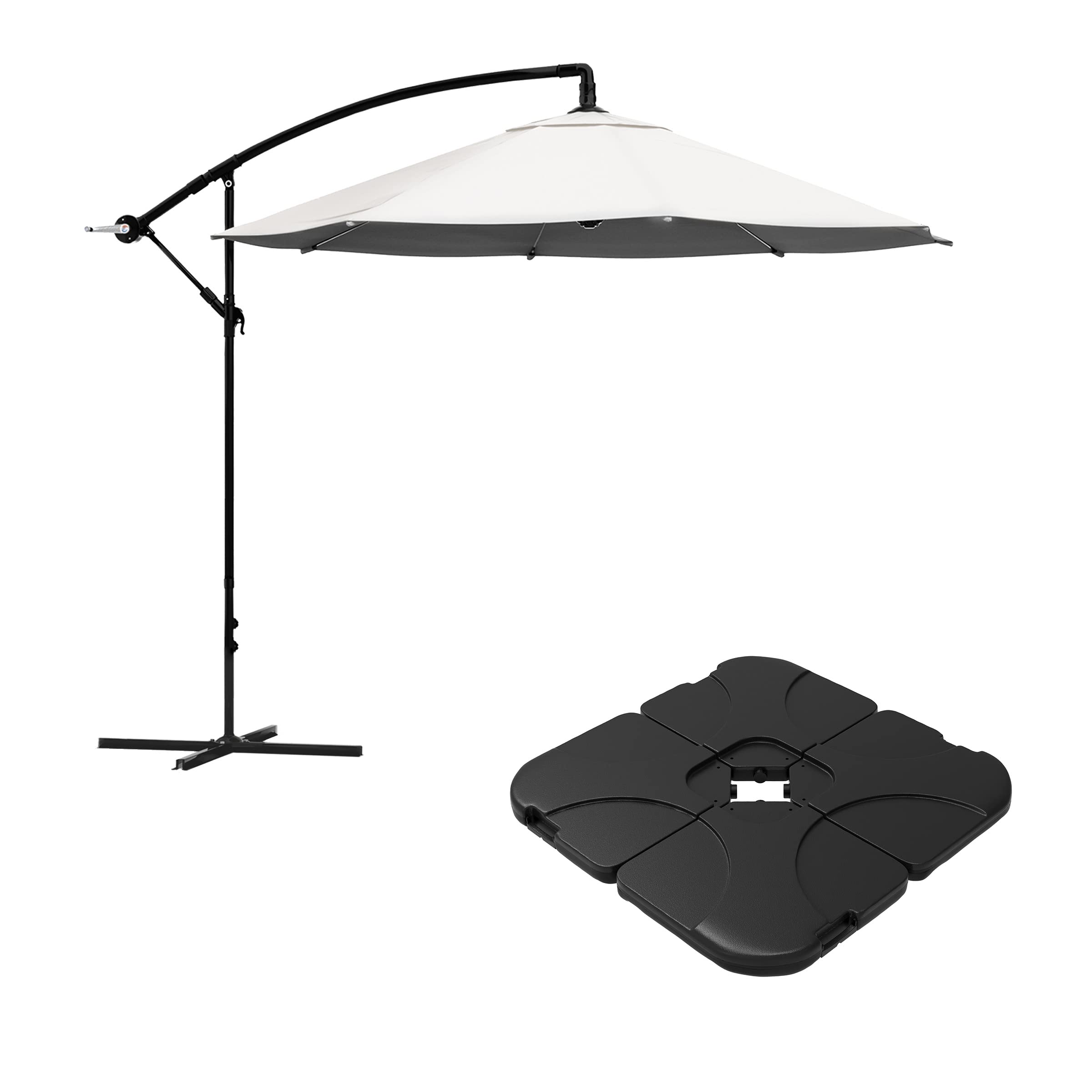 10 ft Pure Garden Offset Patio Umbrella with Easy Crank Lift - Heavy Duty Outdoor Cantilever Umbrella for Backyard, Poolside, Deck & Beach - UV Protection Sun Shade for Patio Furniture & Outdoor Dining