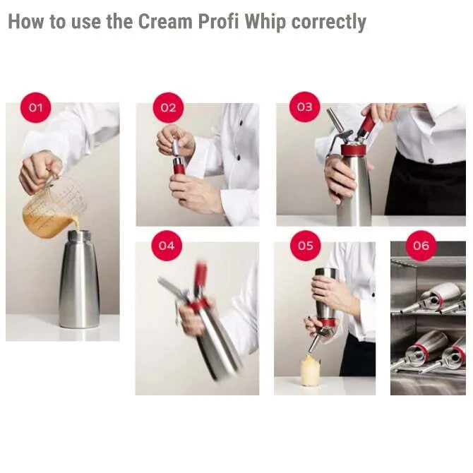 Profi Gourmet Whip Cream Dispenser - 1 Pint Stainless Steel Whipped Cream Maker for Coffee, Desserts & Baking | Professional Kitchen & Home Use