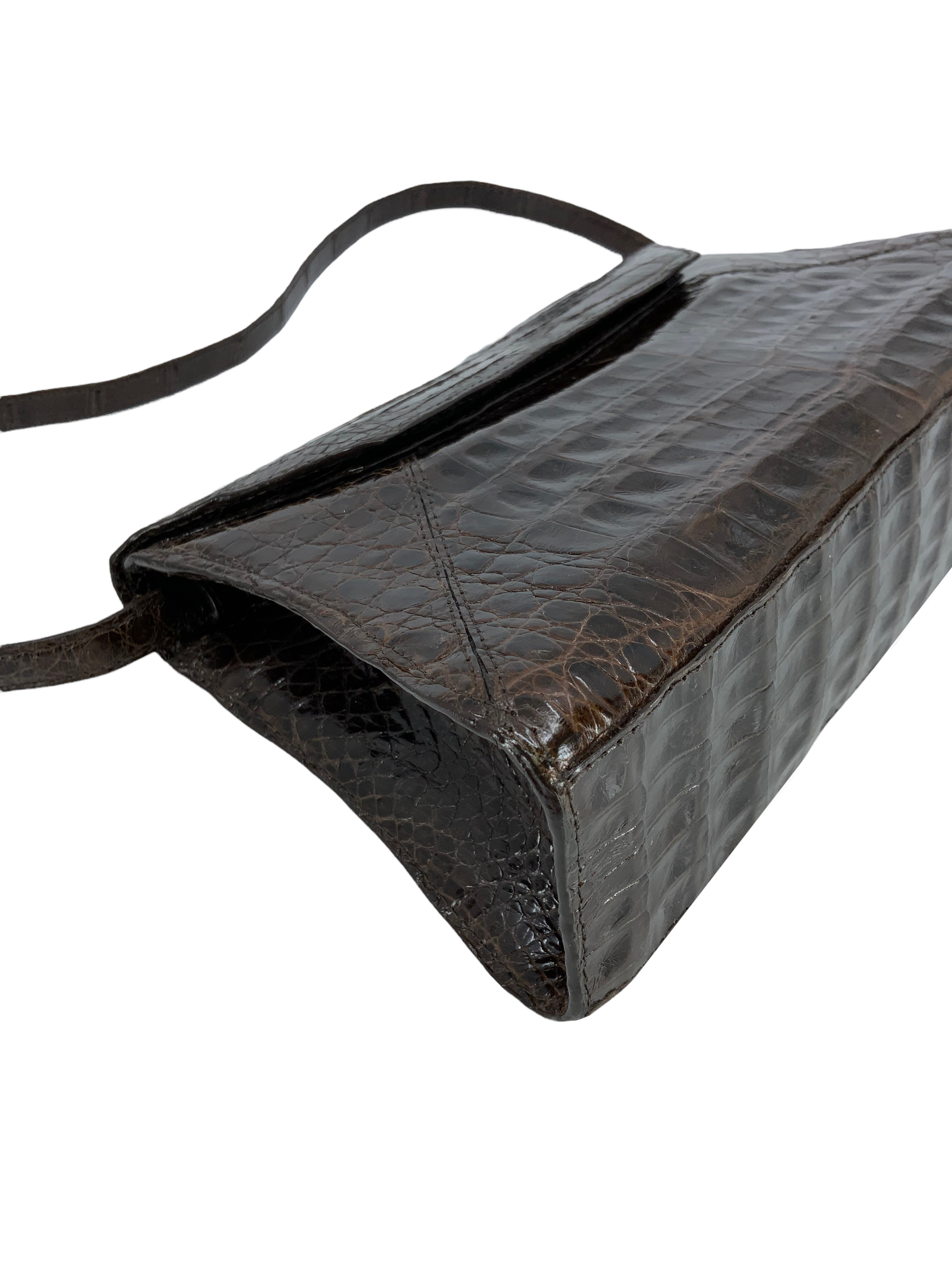 Nancy Gonzalez Genuine Crocodile Leather Small Flap Clutch with Detachable Shoulder Strap - Luxury Evening Bag for Women, Perfect for Parties, Weddings & Special Occasions