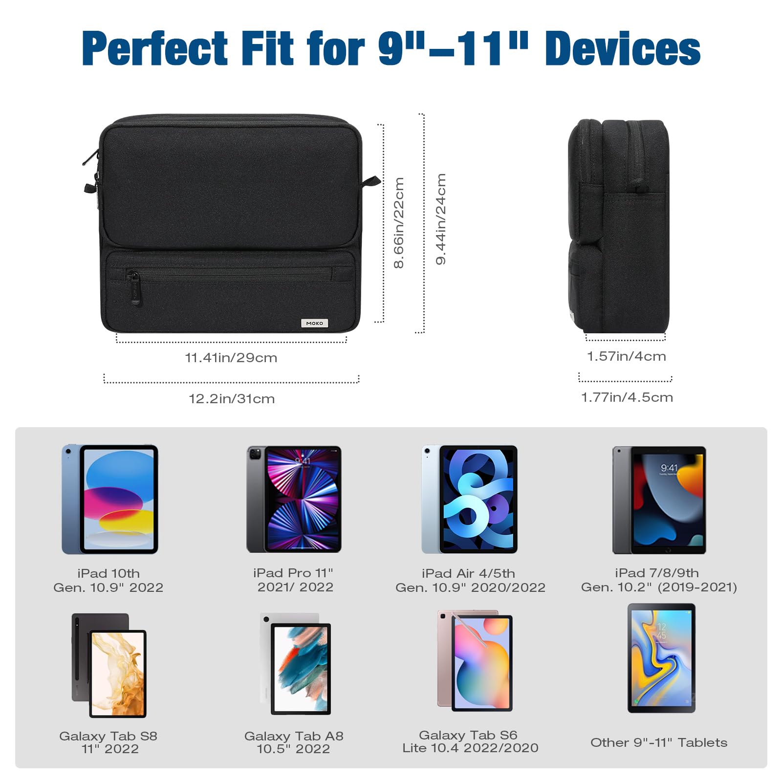 Premium Moko 9-11 Inch Tablet Sleeve Bag - Compatible with iPad Air 5/4 (10.9
