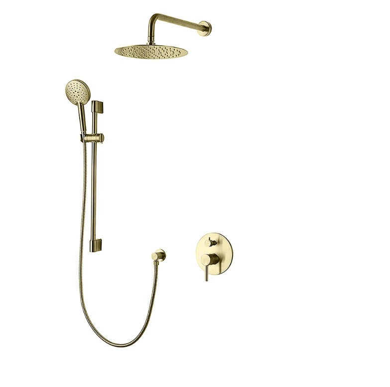 KODAEN F54104BG Two-Way Pressure Balance Shower Set - Brushed Gold Finish, Rounded Design for Modern Bathrooms | Perfect for Spa-Like Showers and Luxurious Bathroom Upgrades