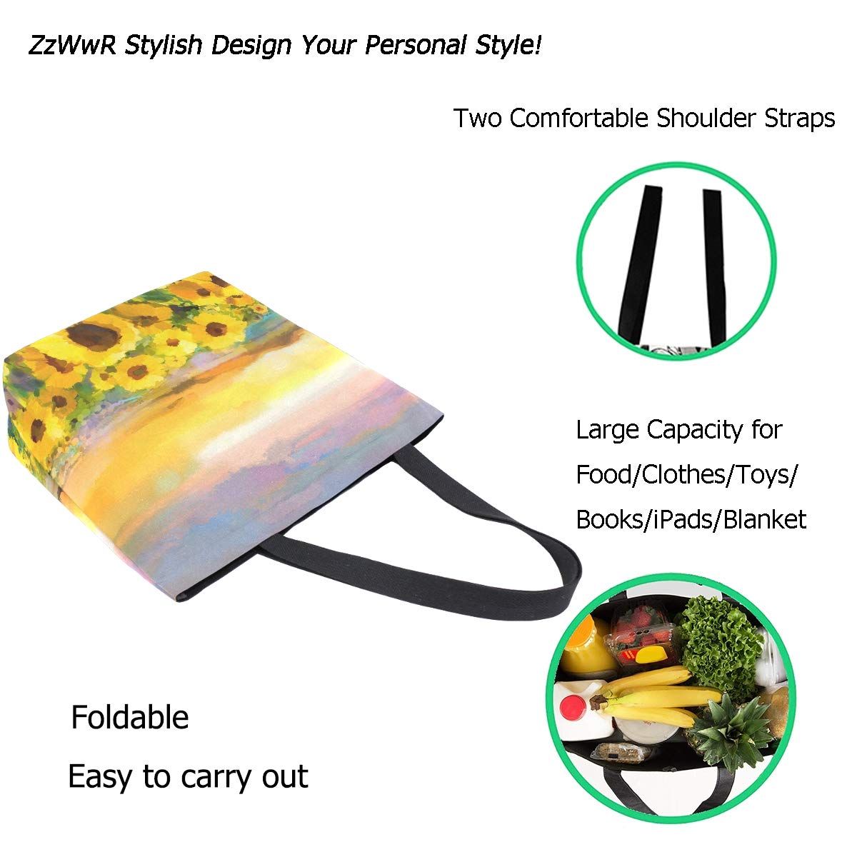 Stylish Printed Extra Large Tote Bag for Women - Durable Shoulder Bag for Beach, Travel, Gym, Grocery Shopping & Daily Use | Perfect Weekender Bag for Work, School & Casual Outings