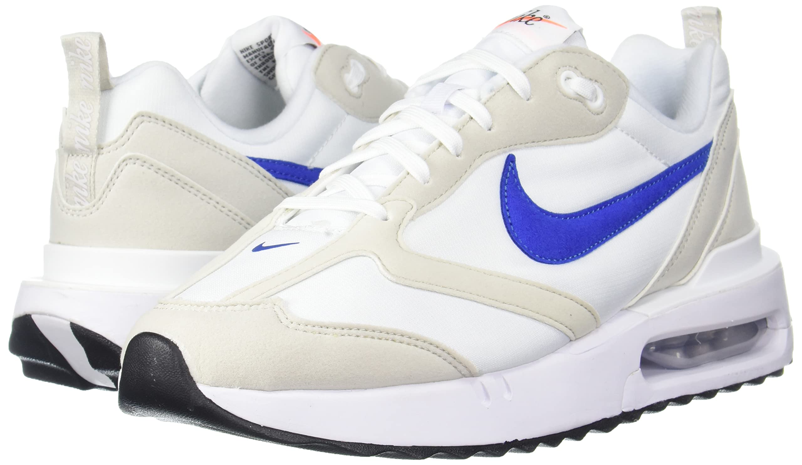 Nike Men's Air Max Dawn Running Shoes - White/Light Bone/Black/Game Royal - Size 9 | Lightweight Comfort for Jogging, Gym & Casual Wear
