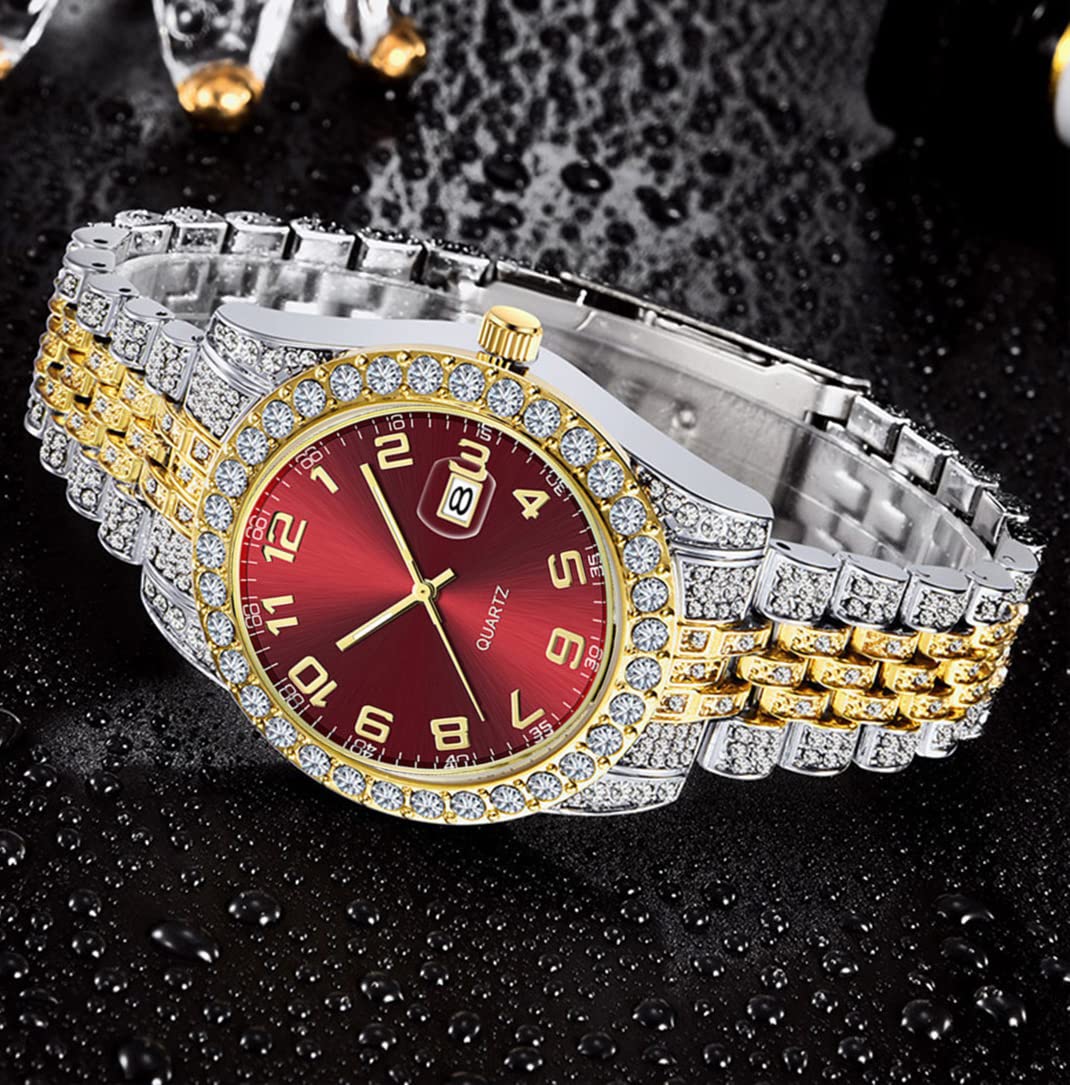 Luxury Men's Diamond Watch - Bling Iced-Out Hip Hop Wristwatch with Crystal Rhinestones for Men | Perfect for Parties, Gifts & Fashion Statements