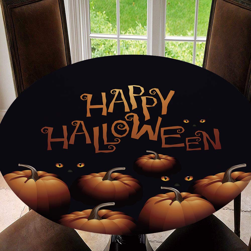 Waterproof Halloween Table Cover with Elastic Edge - Round Tablecloth 55