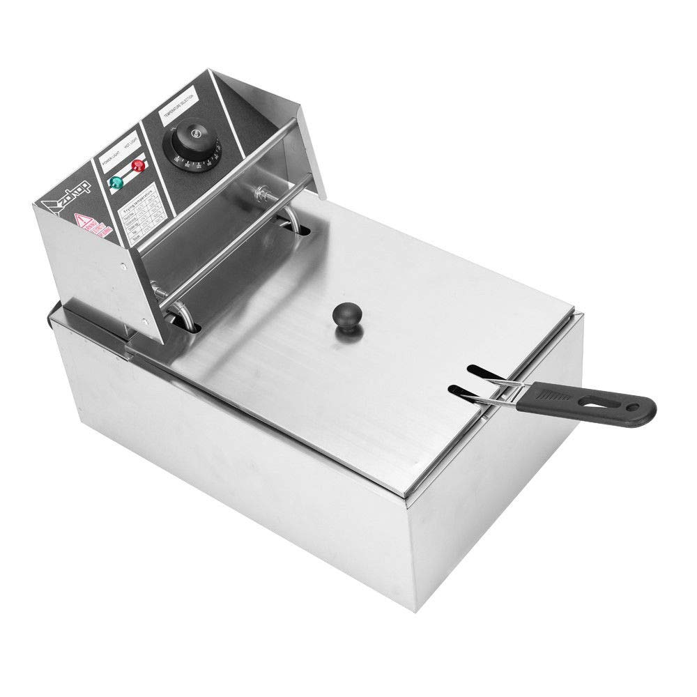 Commercial 2500W Heavy Duty Stainless Steel Deep Fryer - 6L Electric Tabletop Fryer with Basket for Restaurant, Home & Hotel Kitchen - Perfect for French Fries, Fried Chicken & More