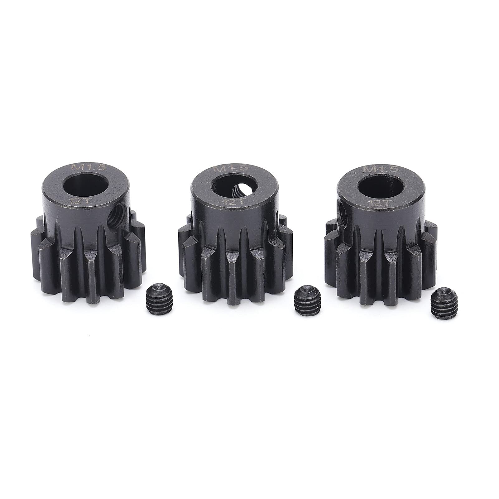 VGEBY 3-Piece Steel RC Pinion Gear Set - 8.0mm M1.5 12T Pinion Gears for 1/5 & 1/6 Scale RC Cars - Compatible with Brushless & Brushed Motors - Perfect for Off-Road Racing, Drifting & DIY RC Model Upgrades
