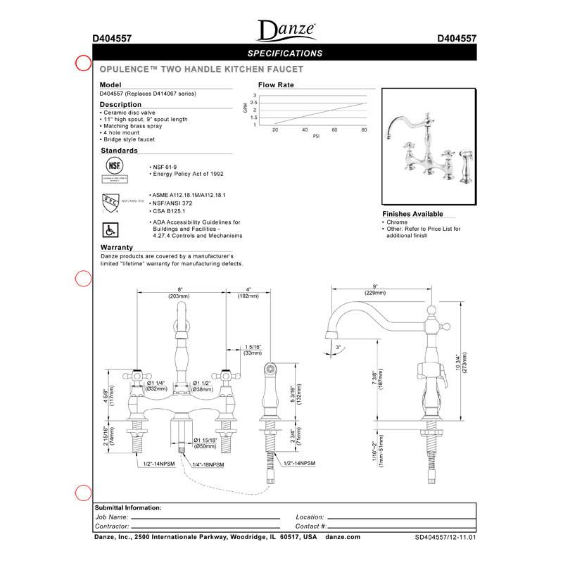 Danze Opulence Stainless Steel Bridge Kitchen Faucet with Pull Down Sprayer - Modern Cross Handle Design for Farmhouse & Contemporary Kitchens