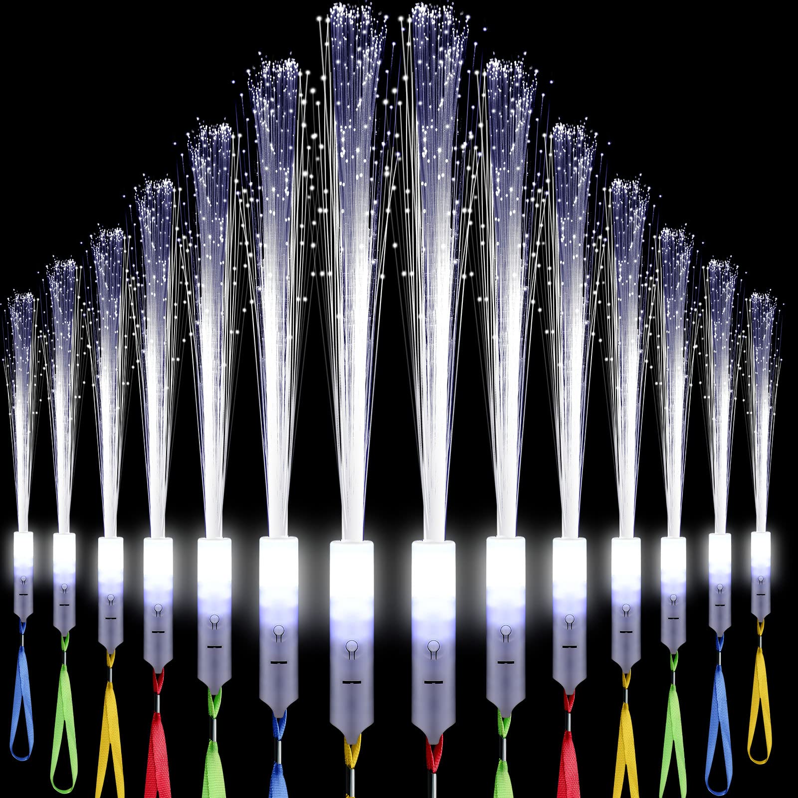 144-Piece White LED Fiber Optic Wands - 3 Lighting Modes (Flashing/Steady/Sparkle) for Weddings, Bridal Showers, Birthday Parties & Glow-in-the-Dark Events - Perfect Wedding Favors & Party Supplies