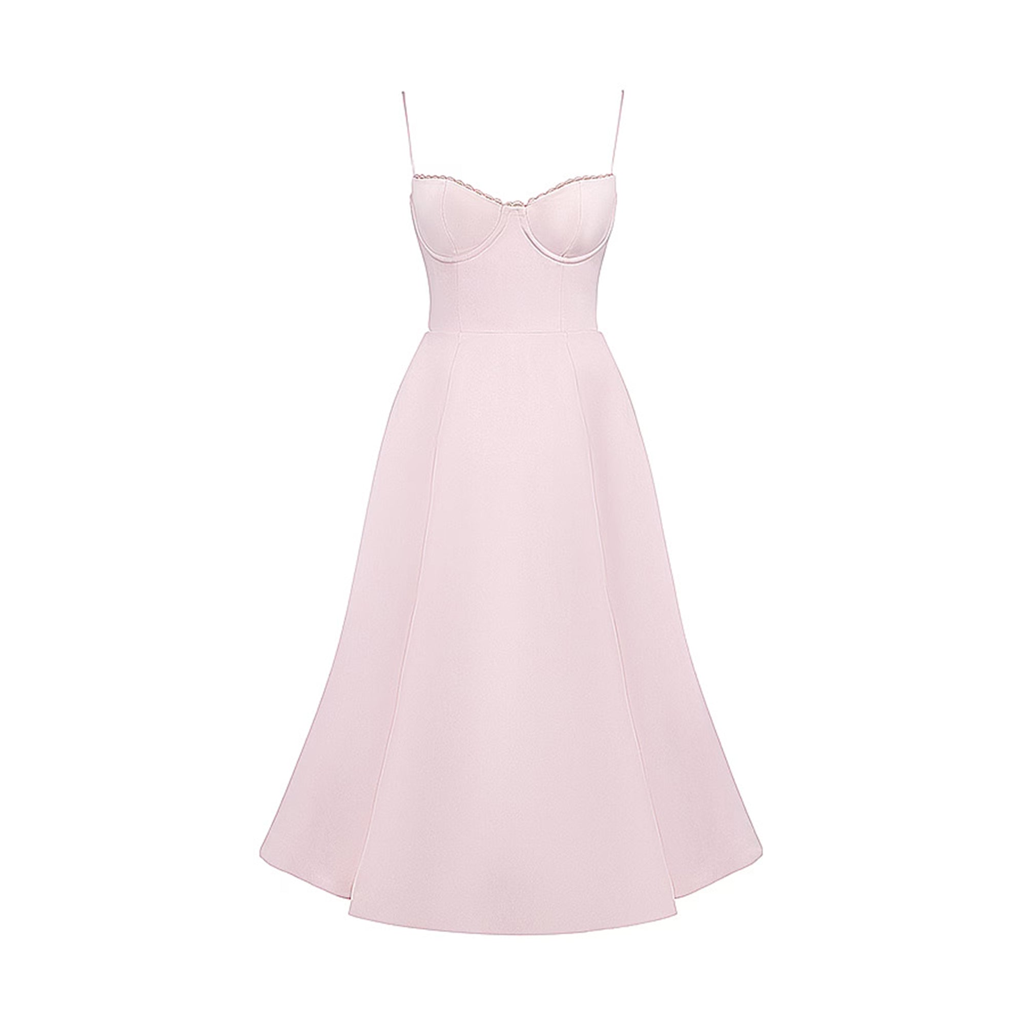 Analissa Pink Mesh Midi Dress - Elegant Flowy Party Dress for Women, Perfect for Weddings, Cocktails & Evening Events