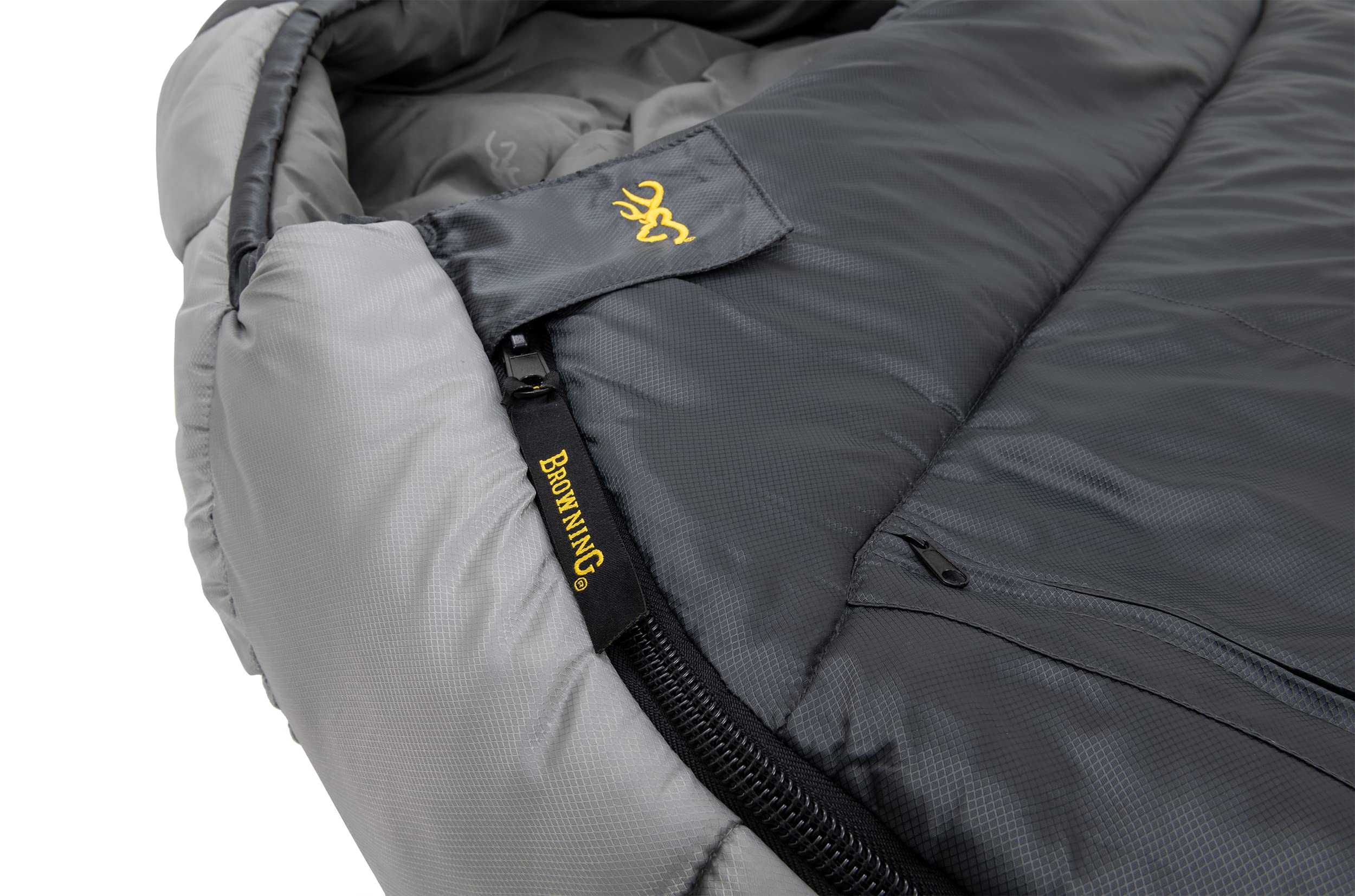 Browning McKinley 0°F Oversized Hooded Rectangle Sleeping Bag - Ripstop Outer & Brushed Polyester Liner - Includes Compression Stuff Sack - Perfect for Camping, Hiking & Cold Weather Adventures