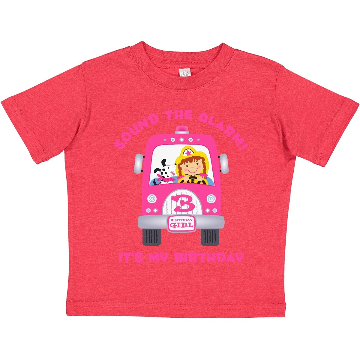 Fire Truck Girl 3rd Birthday Toddler T-Shirt - Cute Toddler Outfit for Birthday Party & Preschool Celebration