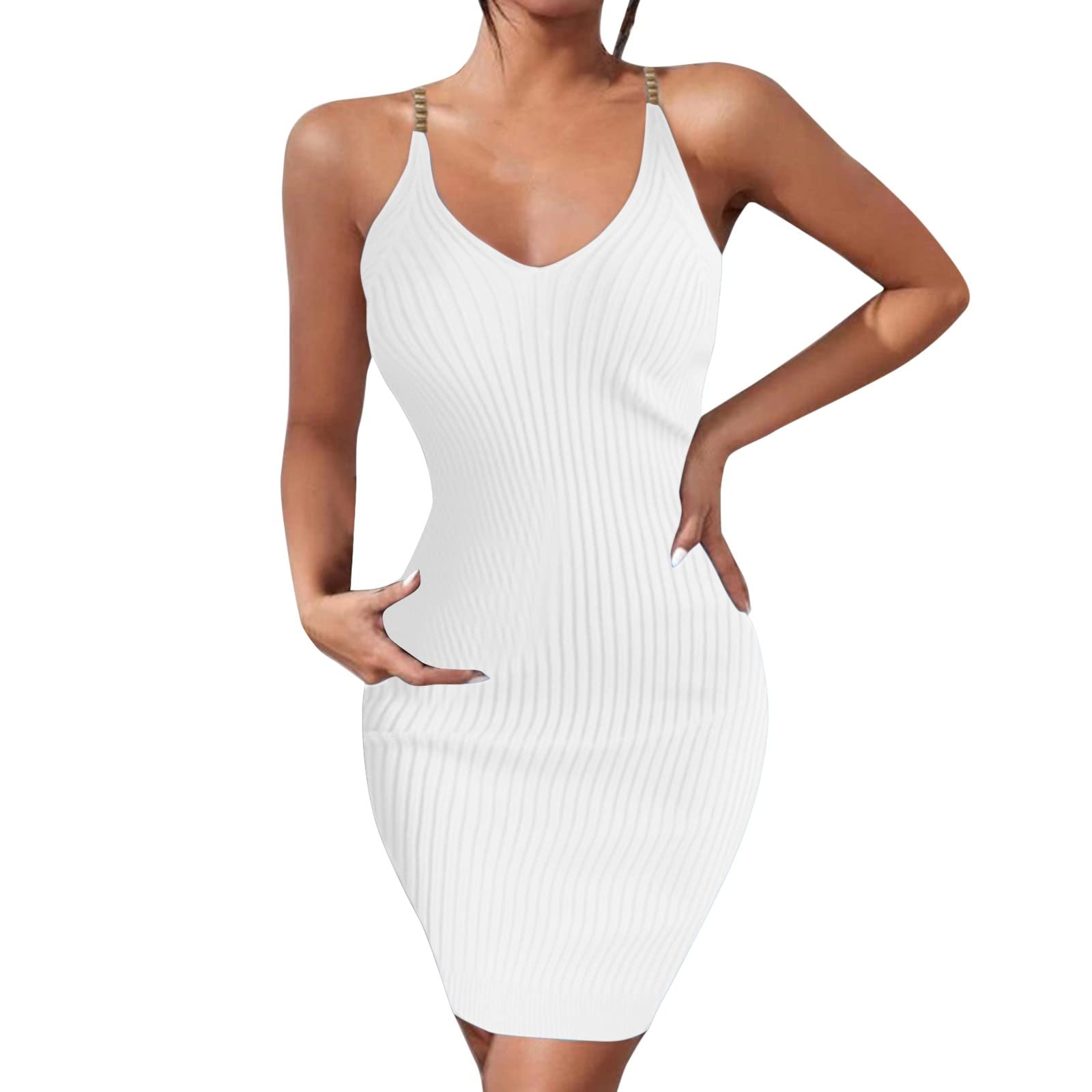 Sexy Women's Chain Knit Suspender Mini Skirt Dress - Summer Fashion, Clubwear, Party Outfit, Casual Street Style