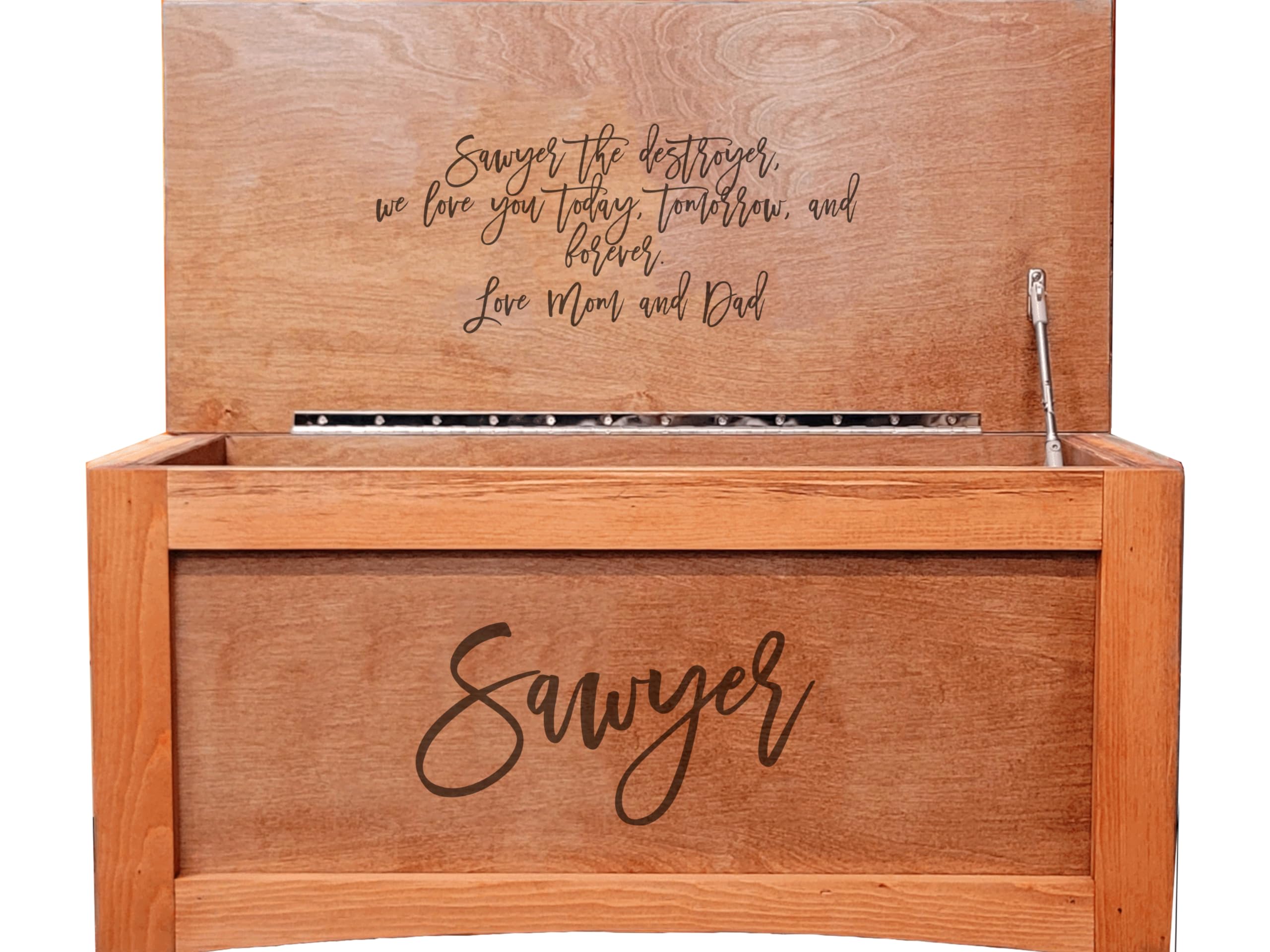 Personalized Engraved Wooden Toy Box - Custom Blanket Chest, Memorial Keepsake Box & Hope Chest for Baby Gifts, Wedding & Home Decor - Webb Ranch Specialties Cherry Wood Storage Trunk