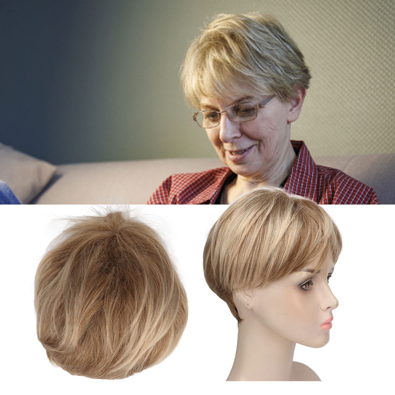 Blonde Human Hair Pixie Cut Wigs - Short Golden Synthetic Hair Wigs for Women | Perfect for Cosplay, Costume Parties & Everyday Fashion