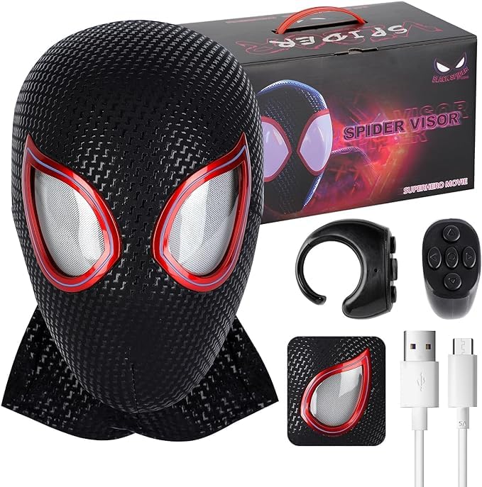 Realistic Spider Mask with Moving Eyes - Spiderman Cosplay Mask for Kids, Teens & Adults - Perfect for Halloween, Cosplay & Superhero Costume Parties - Cool Gift for Boys Age 8-12 & 13+ Year Olds