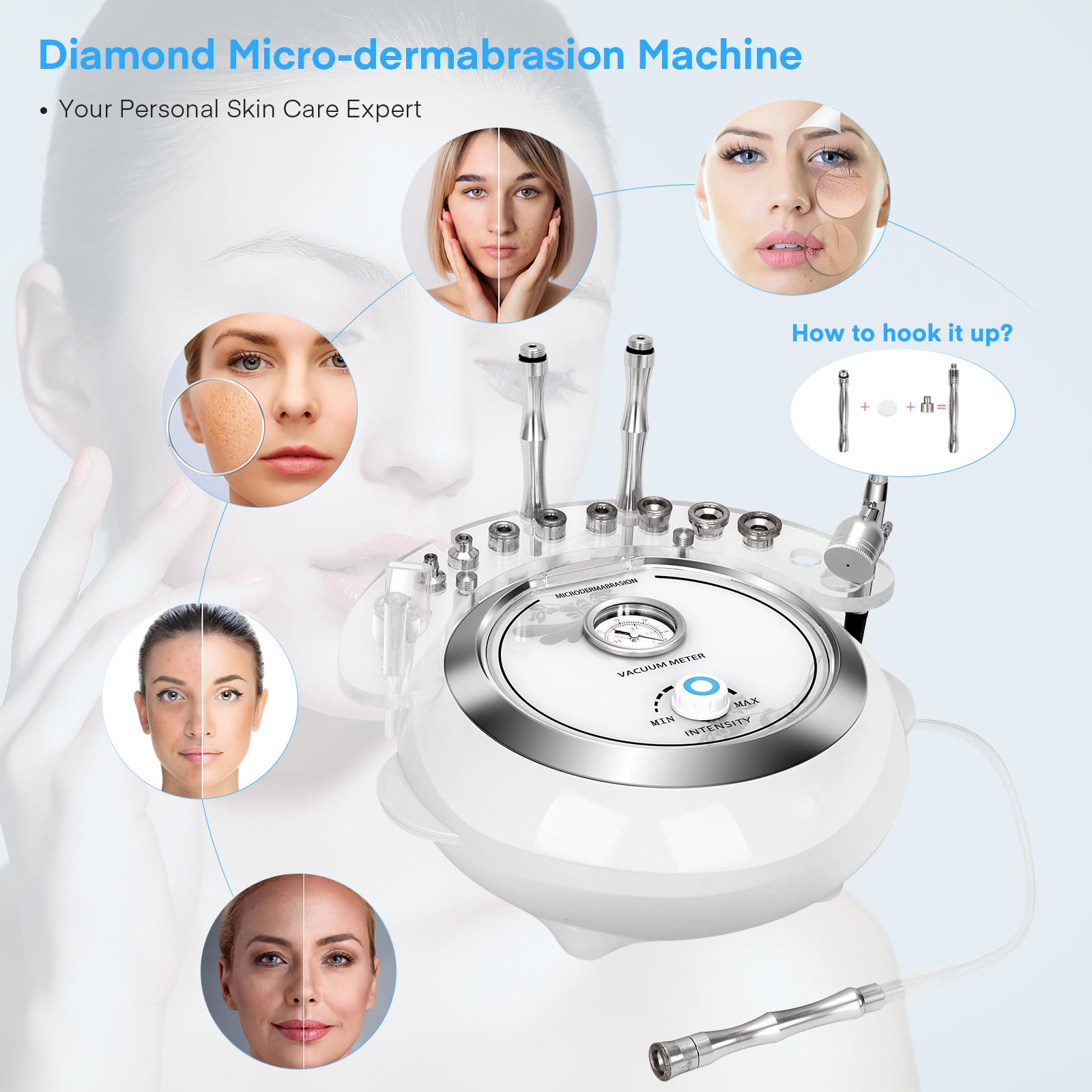 Yofuly 3-in-1 Professional Microdermabrasion Machine with Spray Gun for Face & Body - At-Home Skin Exfoliation & Hydration Treatment for Glowing Skin