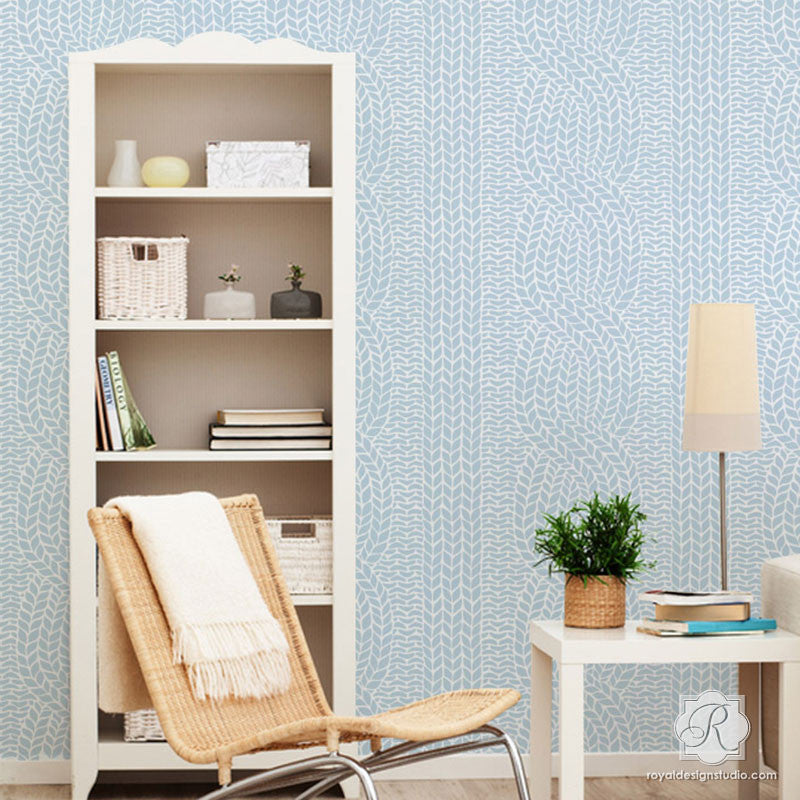 Chunky Cable Knit Wall Stencil - DIY Home Decor for Cozy Living Room, Bedroom, and Nursery - Perfect for Farmhouse, Rustic, and Boho Style Walls