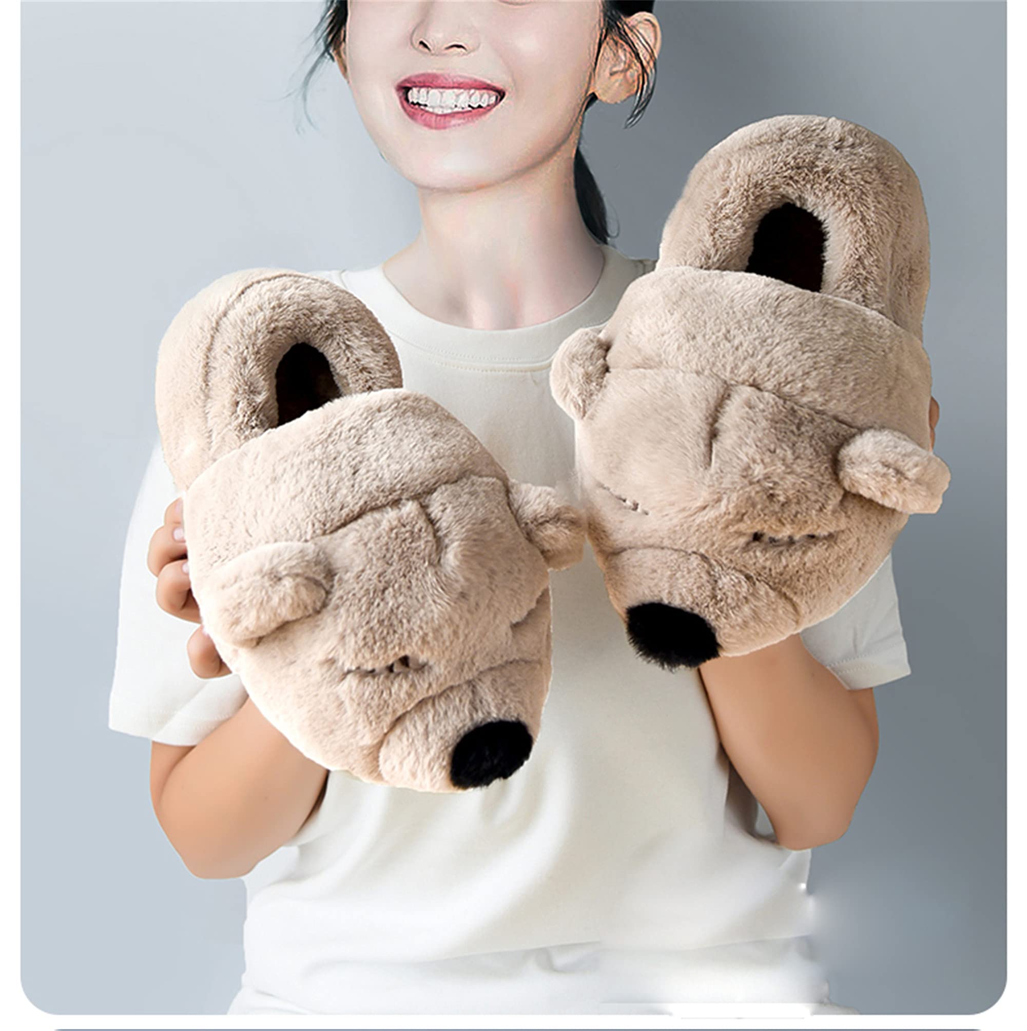 LANFIRE Women's Cute Bear Slippers - Animal Themed Cozy Fuzzy House Shoes, Soft Plush Winter Warm Slippers with Cotton Lining for Indoor Comfort | Perfect for Lounging at Home, Gift Giving & Cold Weather Wear