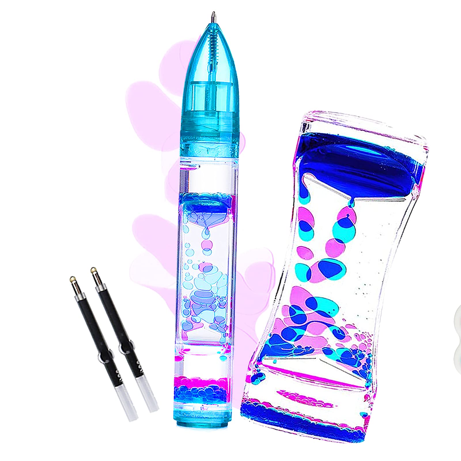 Liquid Motion Bubbler Set - Colorful Sensory Fidget Toys for Kids & Adults, Stress Relief Desk Accessories for Office, Anxiety & ADHD - Fun Liquid Timer Pens for Focus & Relaxation (Perfect for Work, School & Home Use)