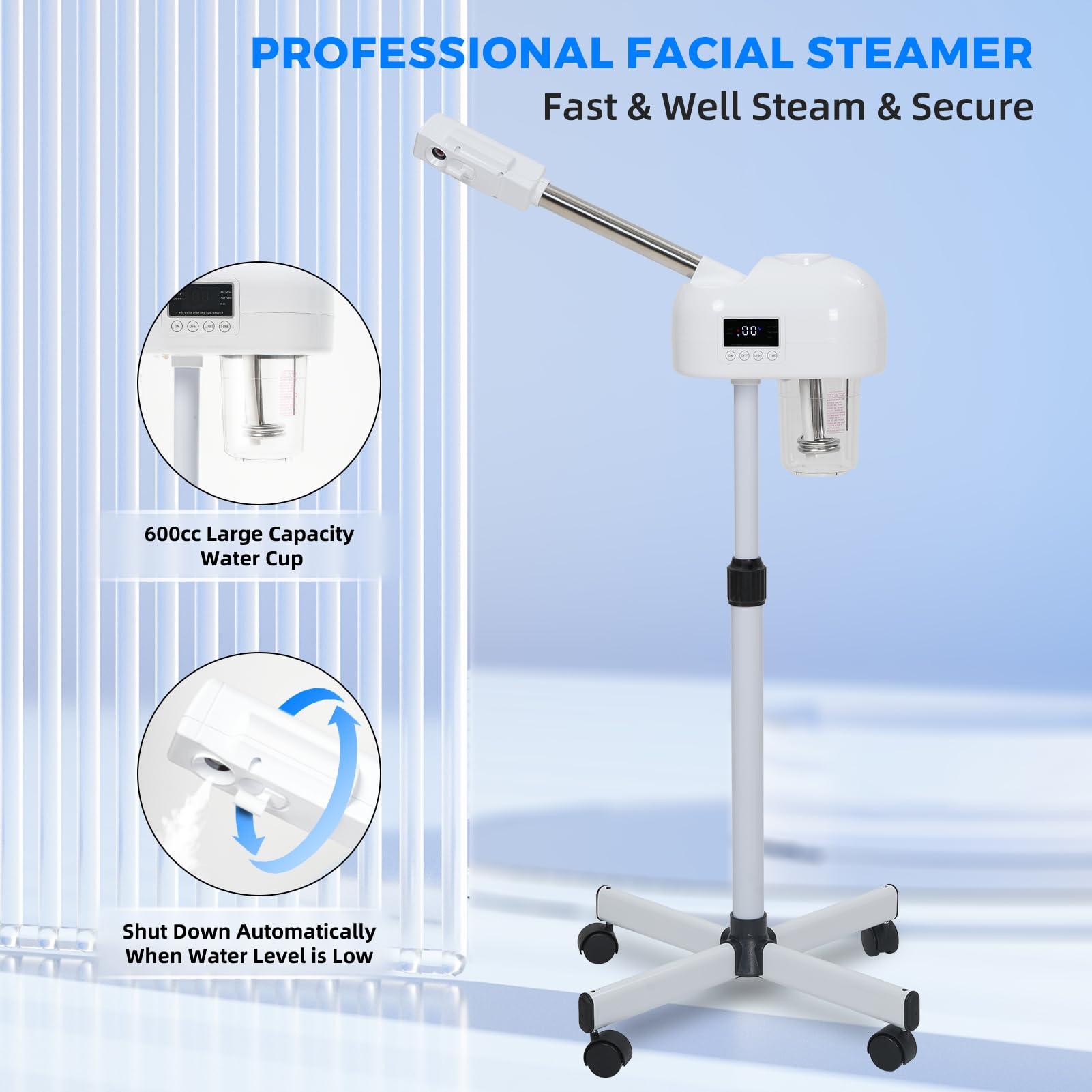Professional Facial Steamer for Home & Spa - Hot Mist Vaporizer for Deep Cleansing & Hydration | Perfect for Skincare Routine, Blackhead Removal & Relaxation