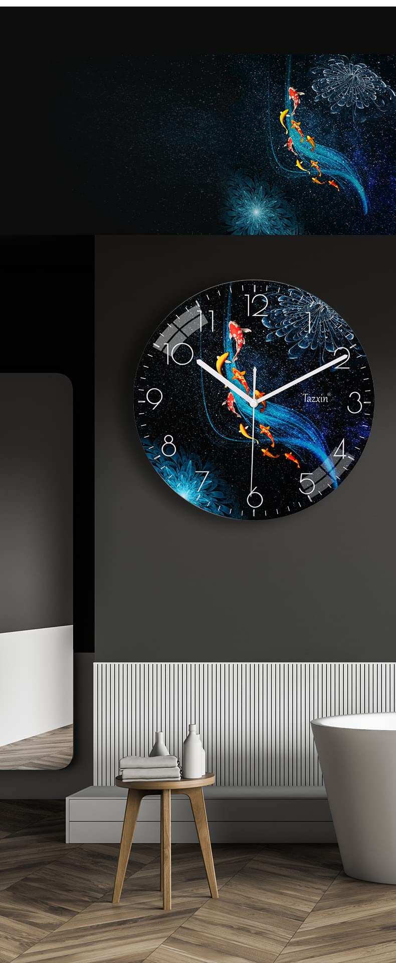 12 Inch Silent Non-Ticking Round Wall Clock - Battery Operated Analog Clock for Bedroom, Bathroom, Kitchen & Office Decor | Perfect for Home, Office and Gift Giving