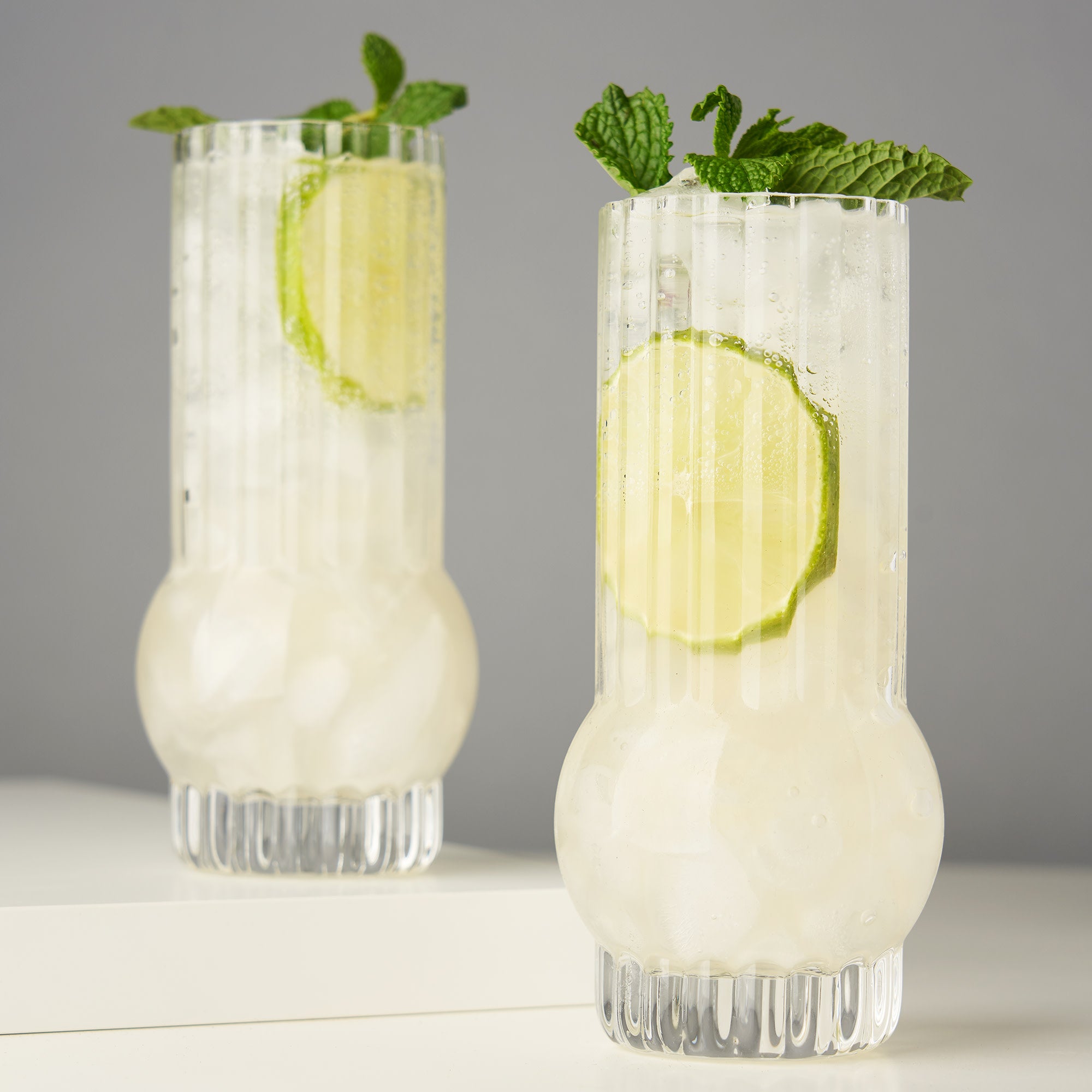 Art Deco Crystal Highball Glasses Set of 2 - Elegant Vintage Cocktail Glasses for Whiskey, Gin & Tonic - Perfect for Home Bar, Parties & Gifts