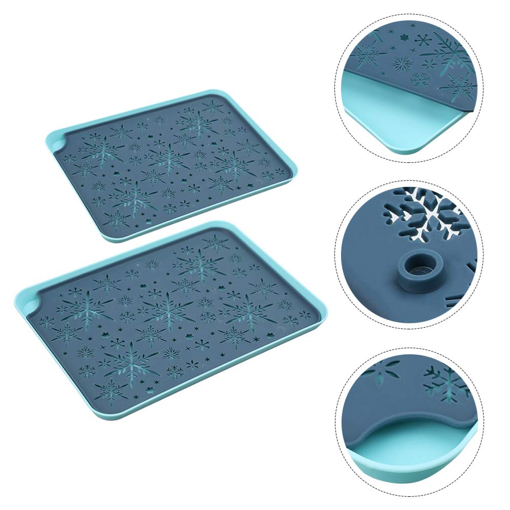 Hemoton 2-Pack Rectangular Kitchen Drying Mat - Dish Drainer, Utensil Tray & Vegetable Drying Rack - Non-Slip Silicone Drain Board for Dishes, Cups & Tableware - Perfect for Countertop, Sink & Tea Station Organization
