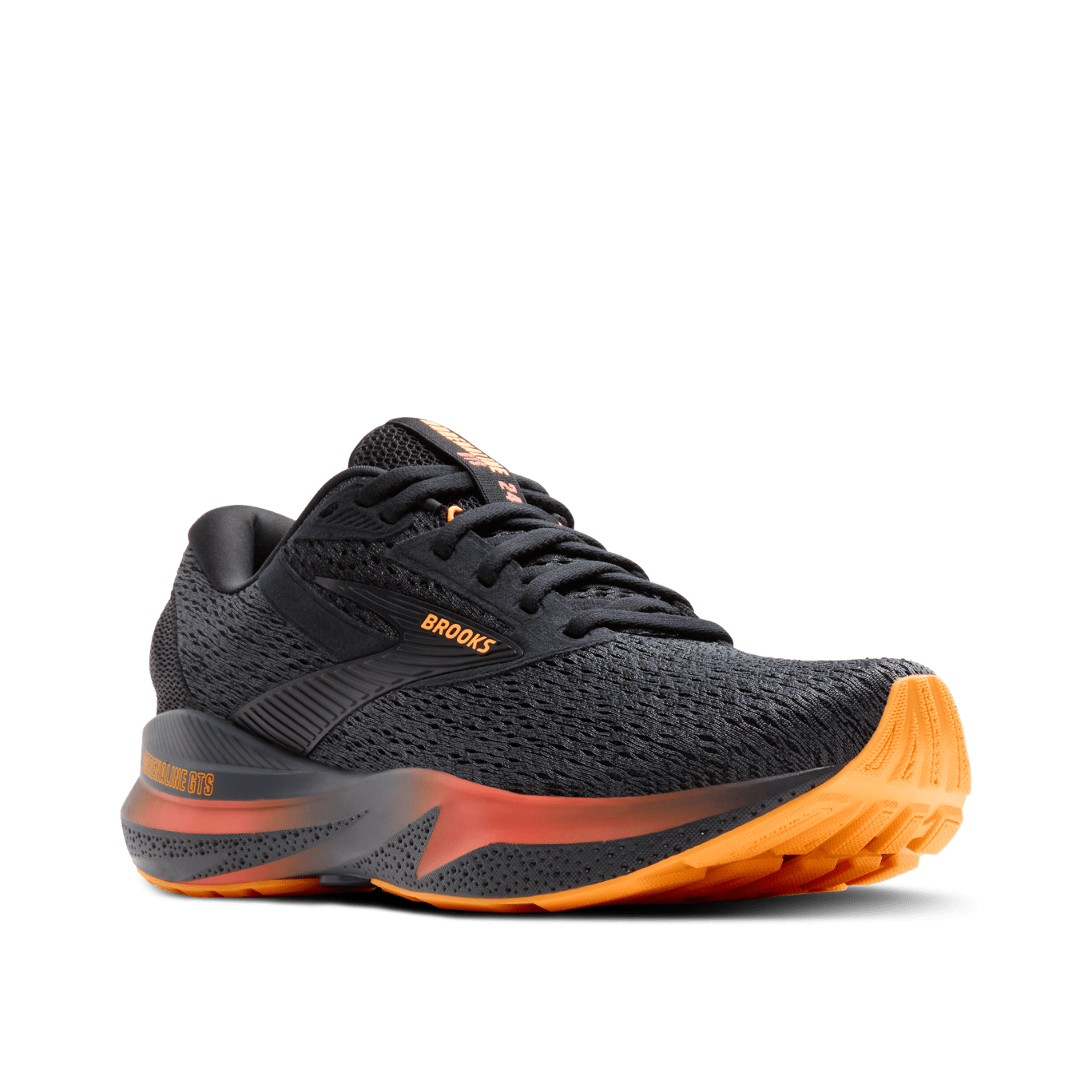 Brooks Adrenaline GTS 24 Running Shoes for Men - D Width - Black/Ebony/Burnt Sienna - Stability & Support for Road Running, Jogging & Training