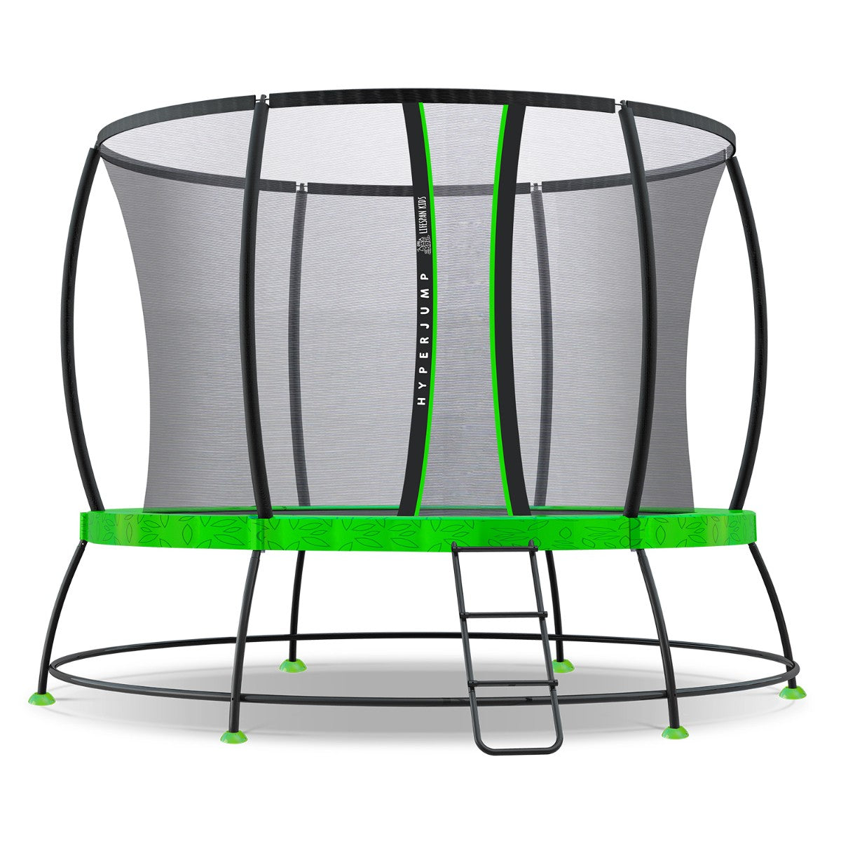 10ft HyperJump4 Spring Trampoline for Kids & Adults - Outdoor Backyard Bounce Fun, Exercise & Fitness Training Equipment - Heavy Duty Safety Jumping Mat for Garden, Park, and Playground Use