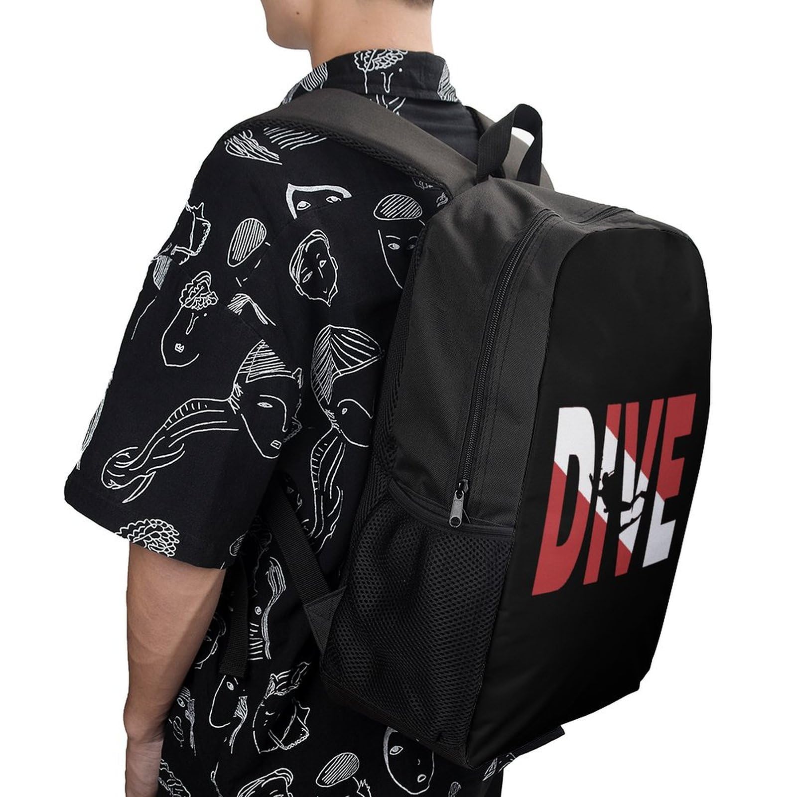 **IOEDTHBJ Distressed Dive Flag Backpack - 17 Inch Laptop Backpack for Men & Women, Waterproof School & Travel Computer Bag, 3D Printed Design - Perfect for College, Work & Outdoor Adventures**