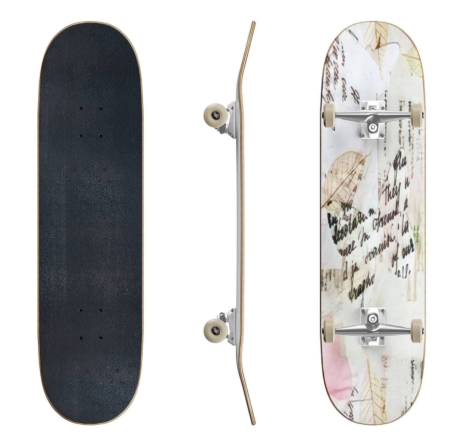 Colorful Floral Watercolor Skateboard - Summer Garden Design on White Classic Concave Deck | Perfect for Beginners & Professionals | Great for Extreme Sports, Teen Gifts & Outdoor Activities