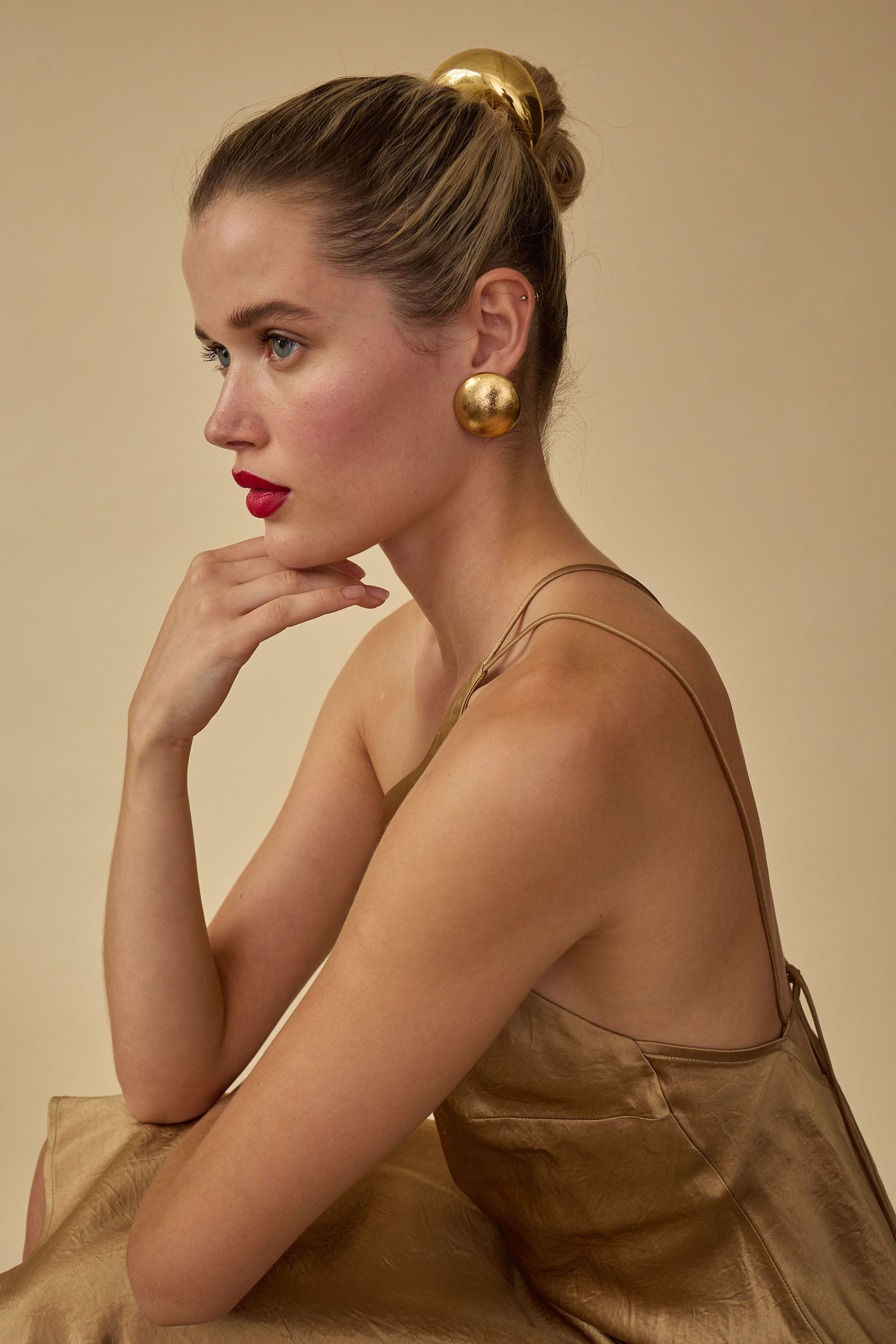 Kelly Dome Stud Earrings for Women - Minimalist Gold Plated Hoop Earrings for Everyday Wear | Perfect for Work, Date Night & Gifting