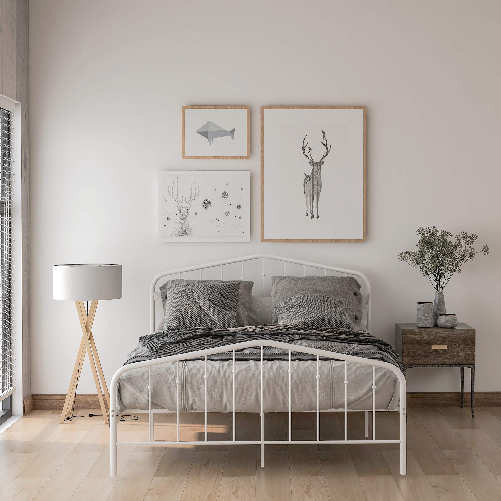 RUNNA Full Size Bed Frame - Sturdy Metal Platform Bed with Headboard & Footboard, No Box Spring Needed, Under Bed Storage Space | Ideal for Bedrooms, Guest Rooms & Small Spaces