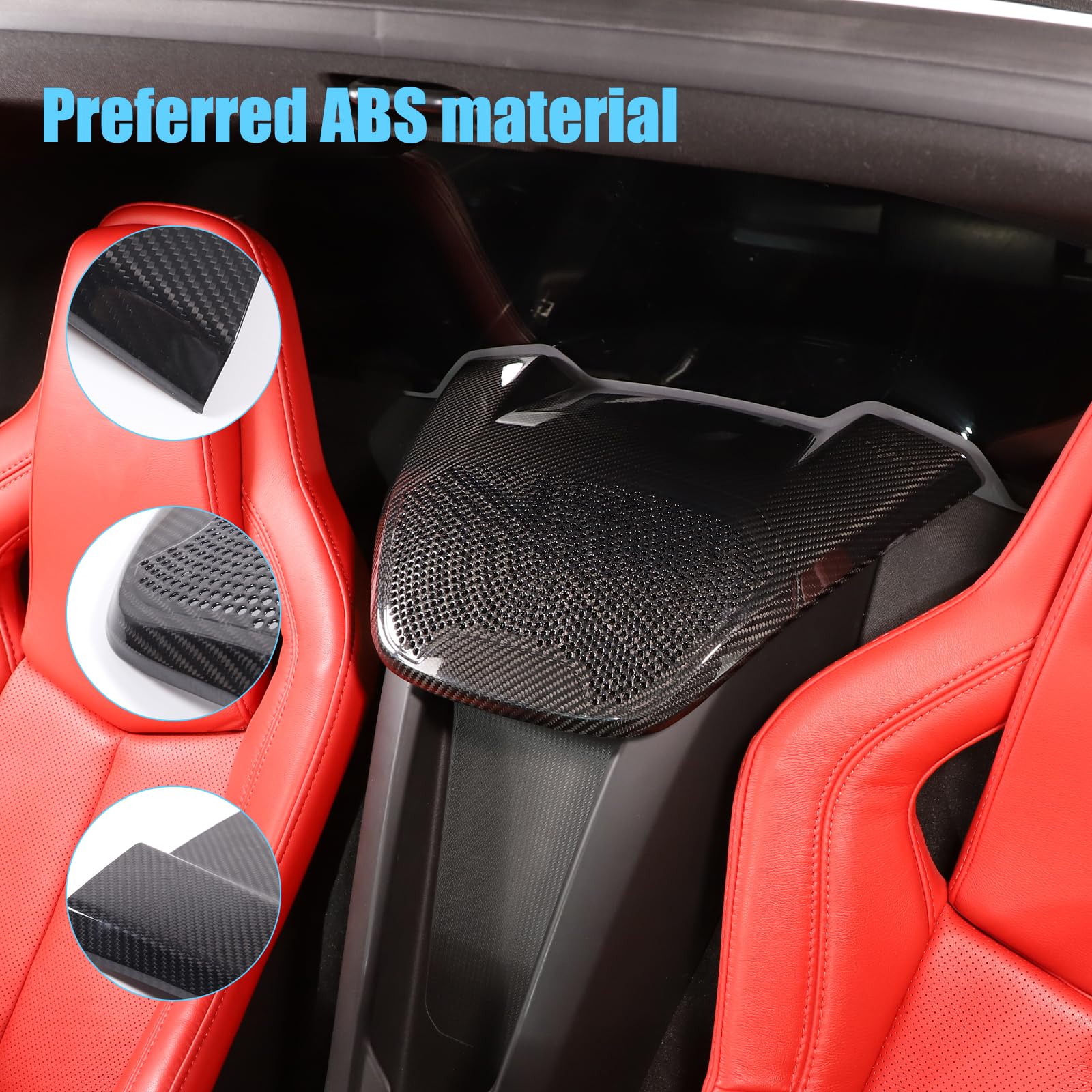 Carbon Fiber Center Console Speaker Cover & Phone Charger Trim for 2020-2024 C8 Corvette Z06 Z51 - Interior Upgrade Accessory for Low Configuration Models | Perfect for Road Trips & Car Shows