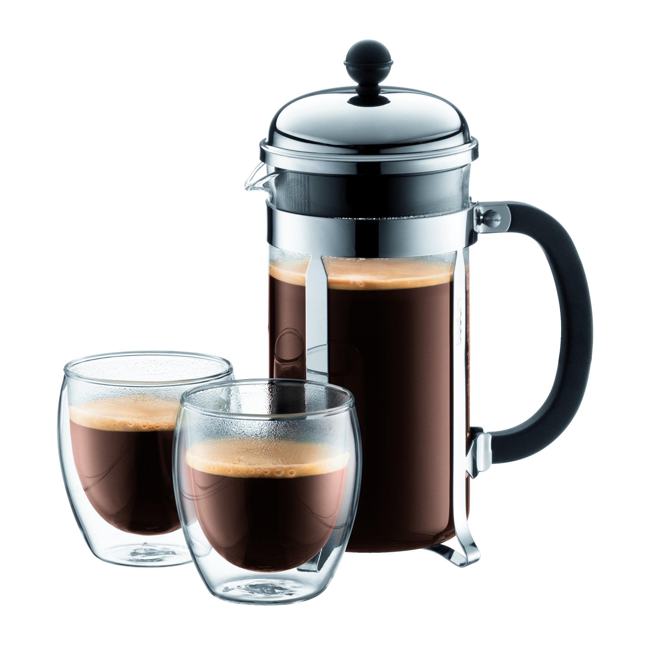 Bodum 34oz Chambord French Press Coffee Maker - High-Heat Borosilicate Glass & Stainless Steel - Perfect for Home, Office & Camping - Made in Portugal