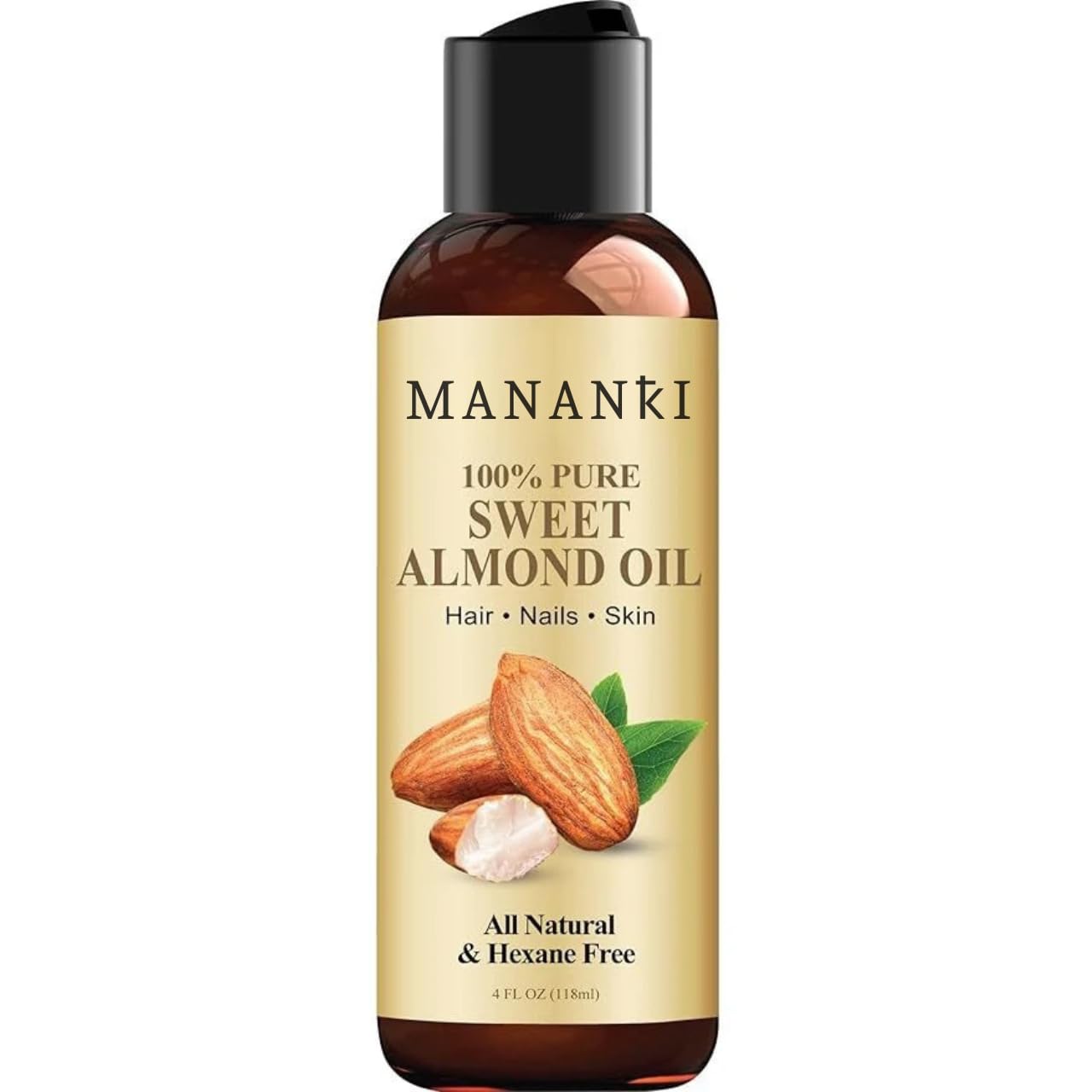 Mananki 100% Pure Sweet Almond Oil for Body, Hair & Massage | Natural Moisturizer & Carrier Oil for Essential Oils | Perfect for DIY Skincare, Aromatherapy & Relaxation