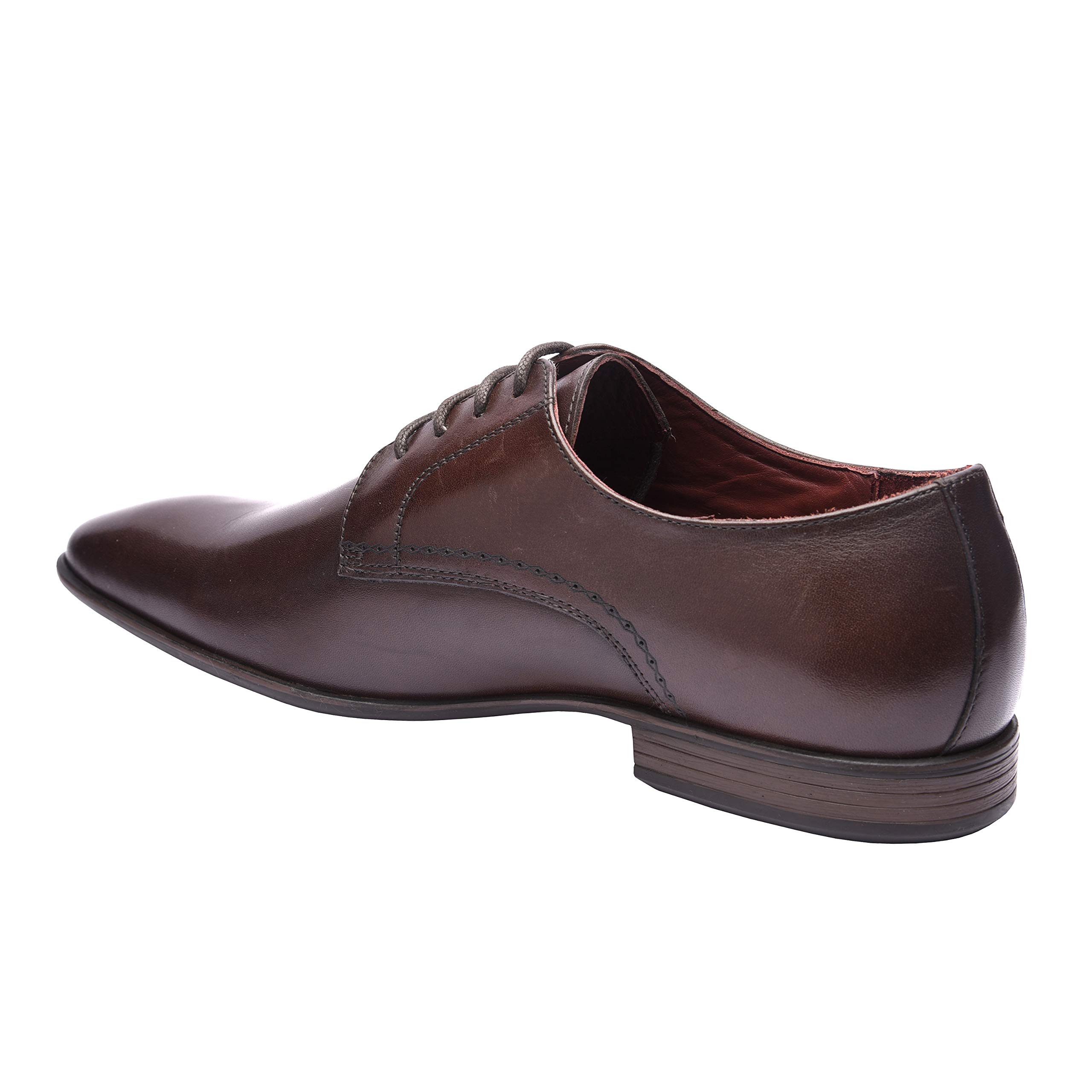 Amoux Genuine Leather Men's Plain Toe Oxford Dress Shoes - Business Formal Office Shoes with Comfortable TPR Sole - Black US Size 8 - Perfect for Weddings, Business Meetings & Professional Events