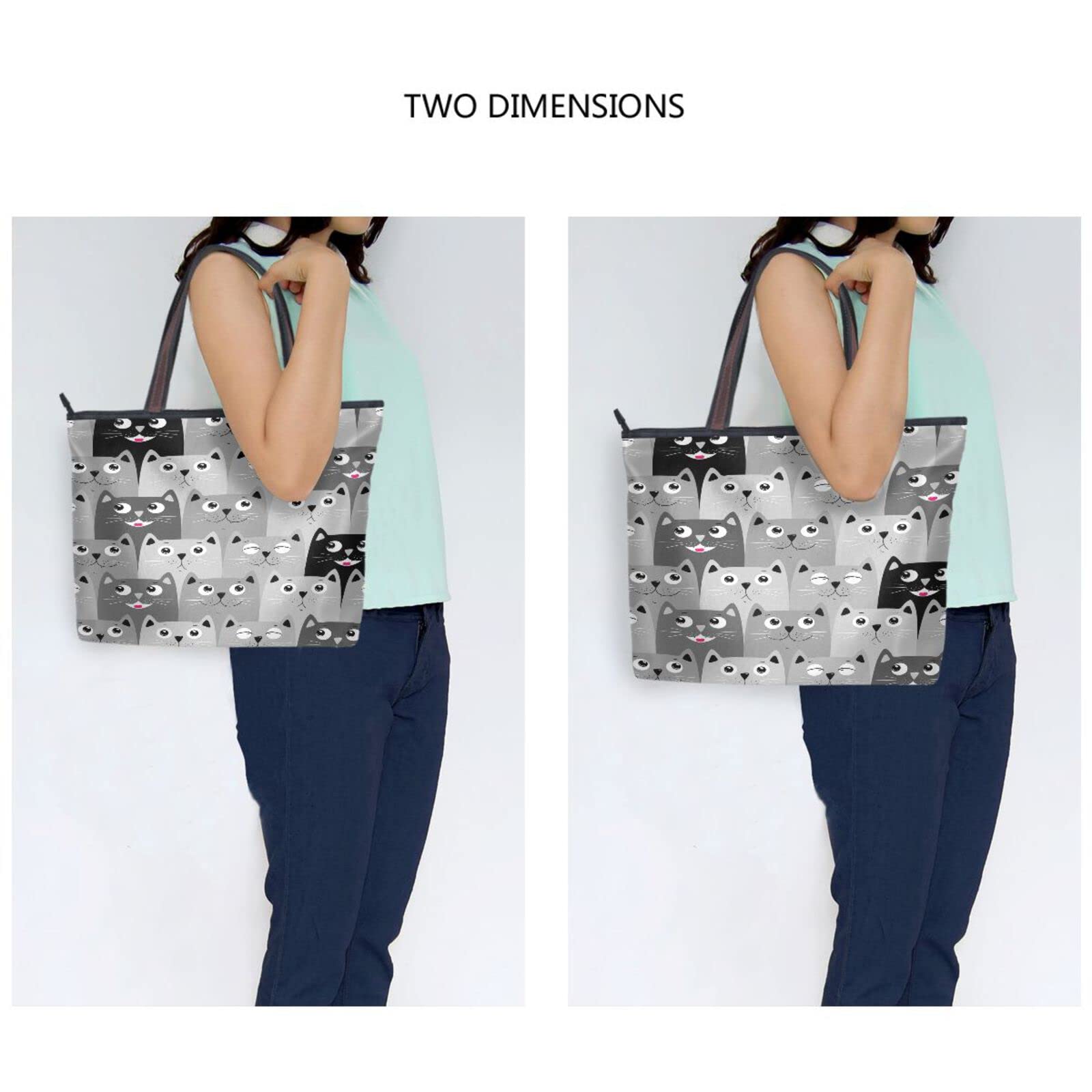Stylish JSTEL Printed Tote Bag for Women - Large Zippered Polyester Handbag with Pockets - Perfect for Work, Travel & Shopping